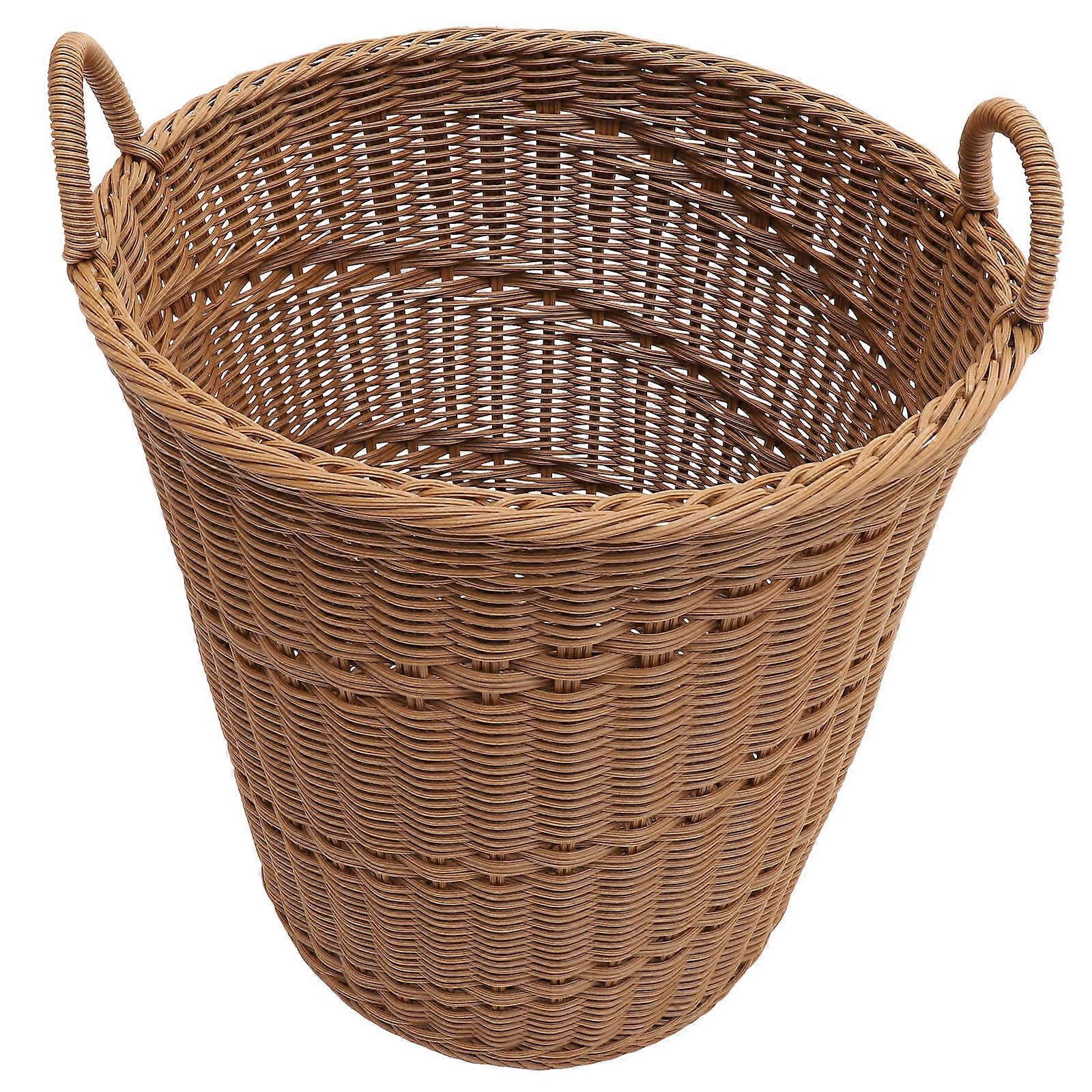 Brown Plastic Rattan Laundry Basket for Home Use Easy to Clean and Maintain Large Storage Solution