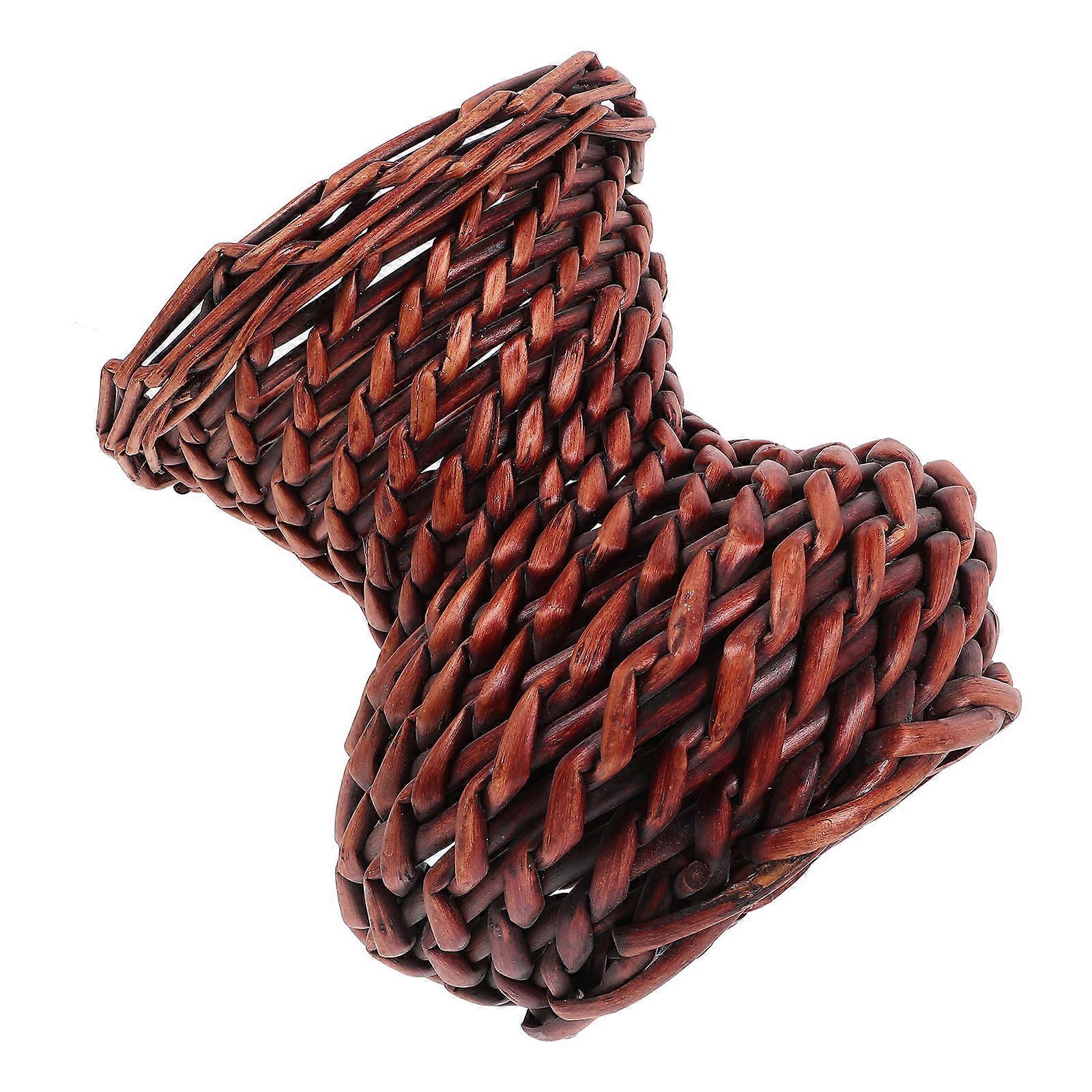 Dark Brown Wicker Woven Vase for Storage with Stable Bottom and Smooth Surface Decorative Flower Vase