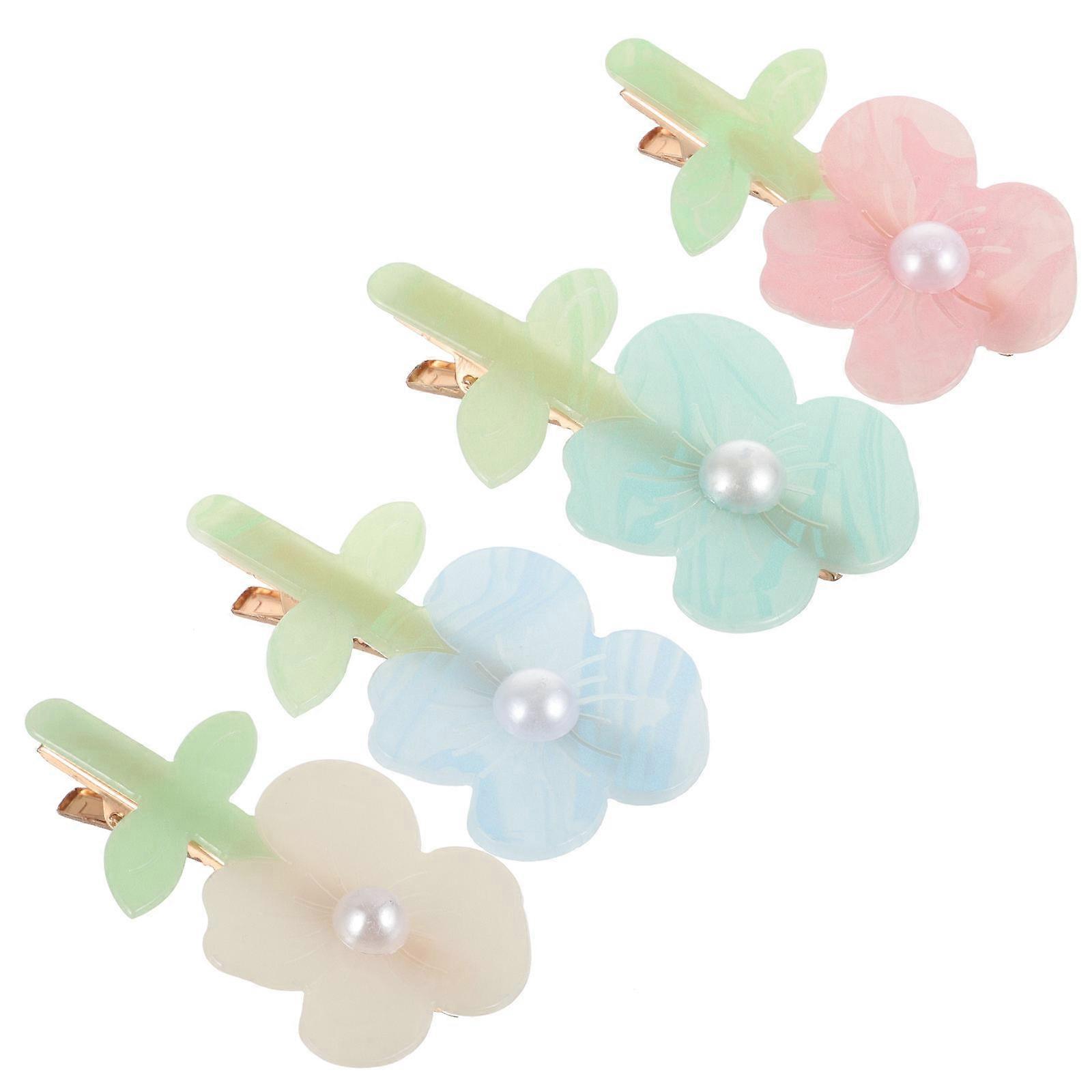 Blomsterhårspænder Til Piger Små Hårspænder Blå Clips Robuste 4stk
