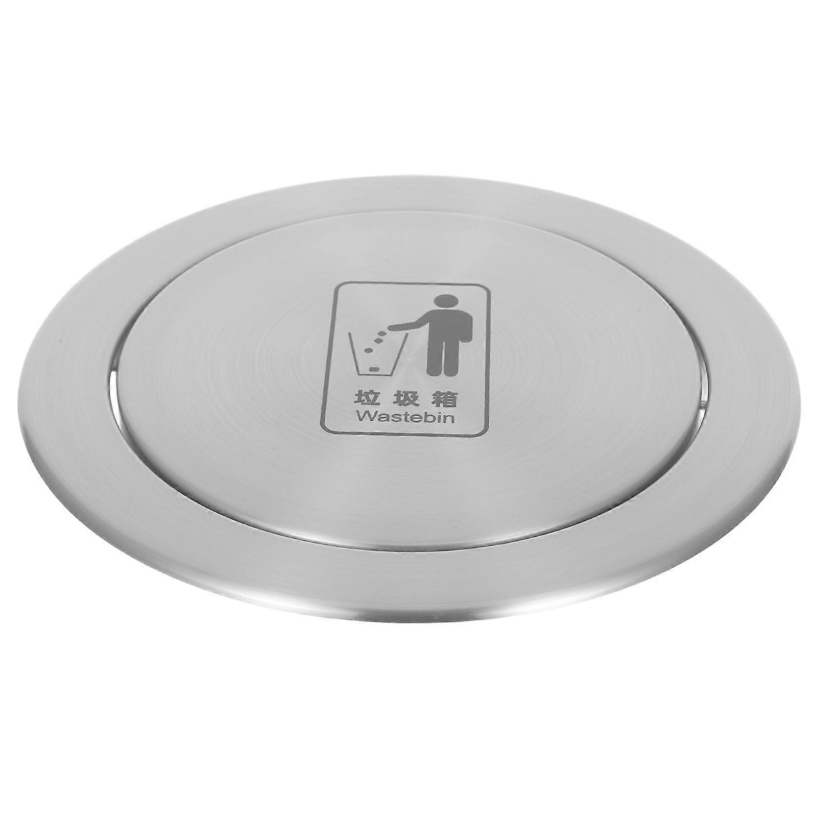 Stainless Steel Swing Flap Trash Lid for Kitchen & Bathroom Countertops Odor Reducing, Secure Mounting Garbage Can Cover for Embedded Waste Bins