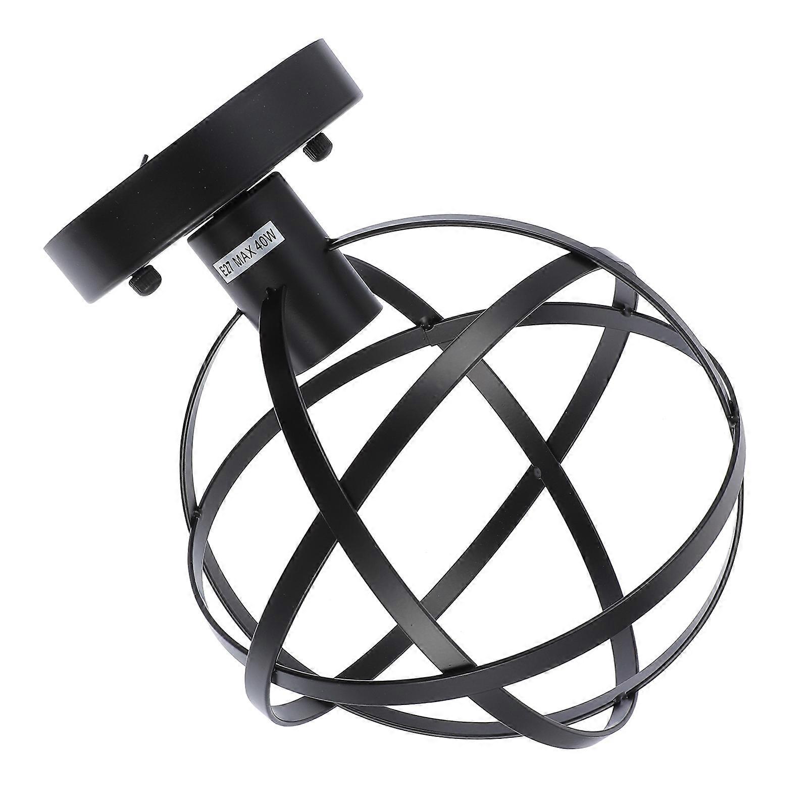 Black Iron Globe Pendant Light Retro Decorative Ceiling Light for Bedrooms and Living Rooms 6.7 Inches