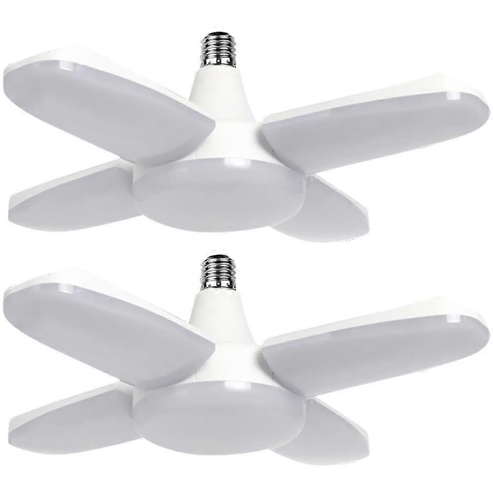 Folding LED Garage Lights for Ceiling 6500K E27 Socket White PC Material Adjustable Angle