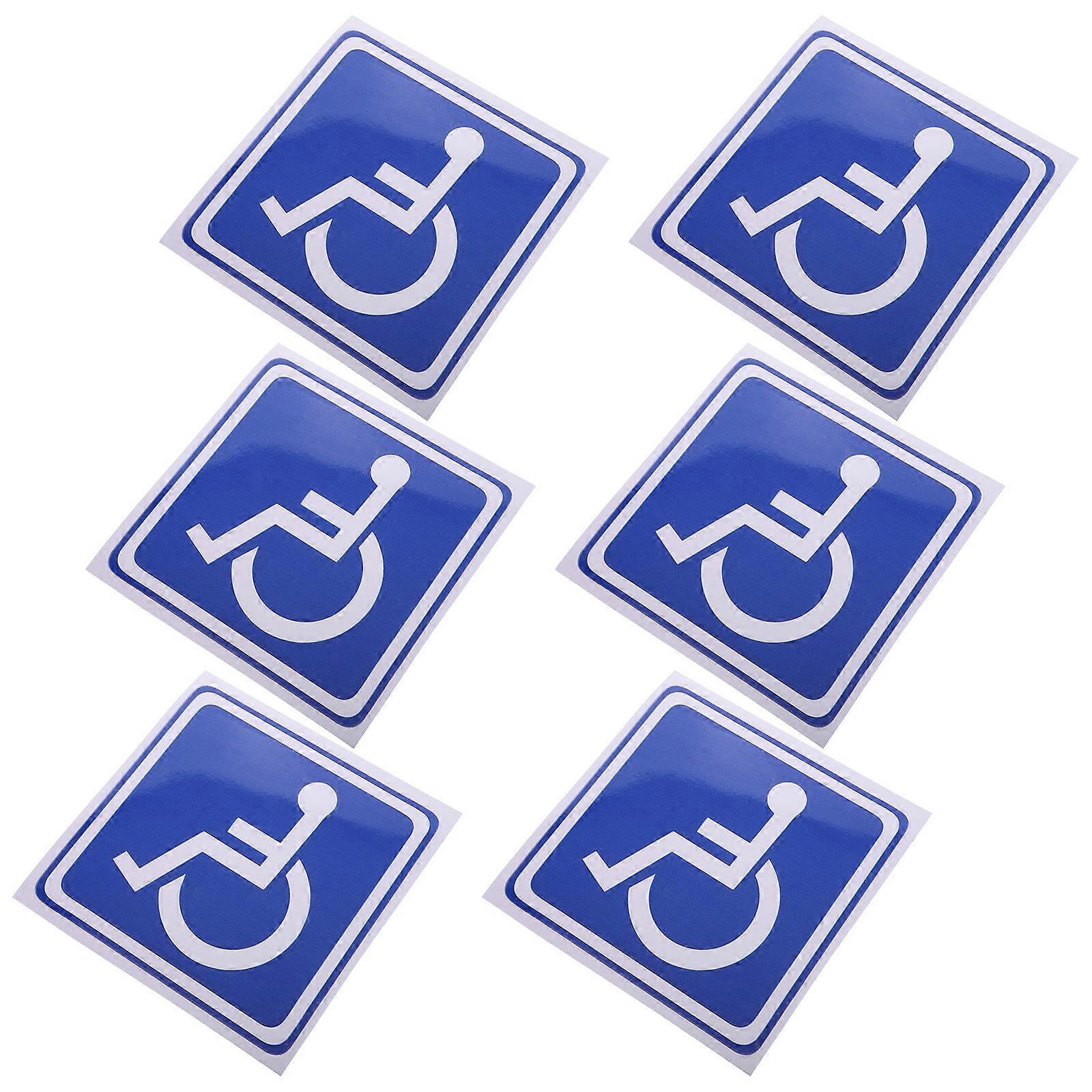 Handicap Sign For Car 6 Sheets Self-Adhesive Automotive Accessory Assorted Color Square Disabled Accessibility Marker Disability Awareness