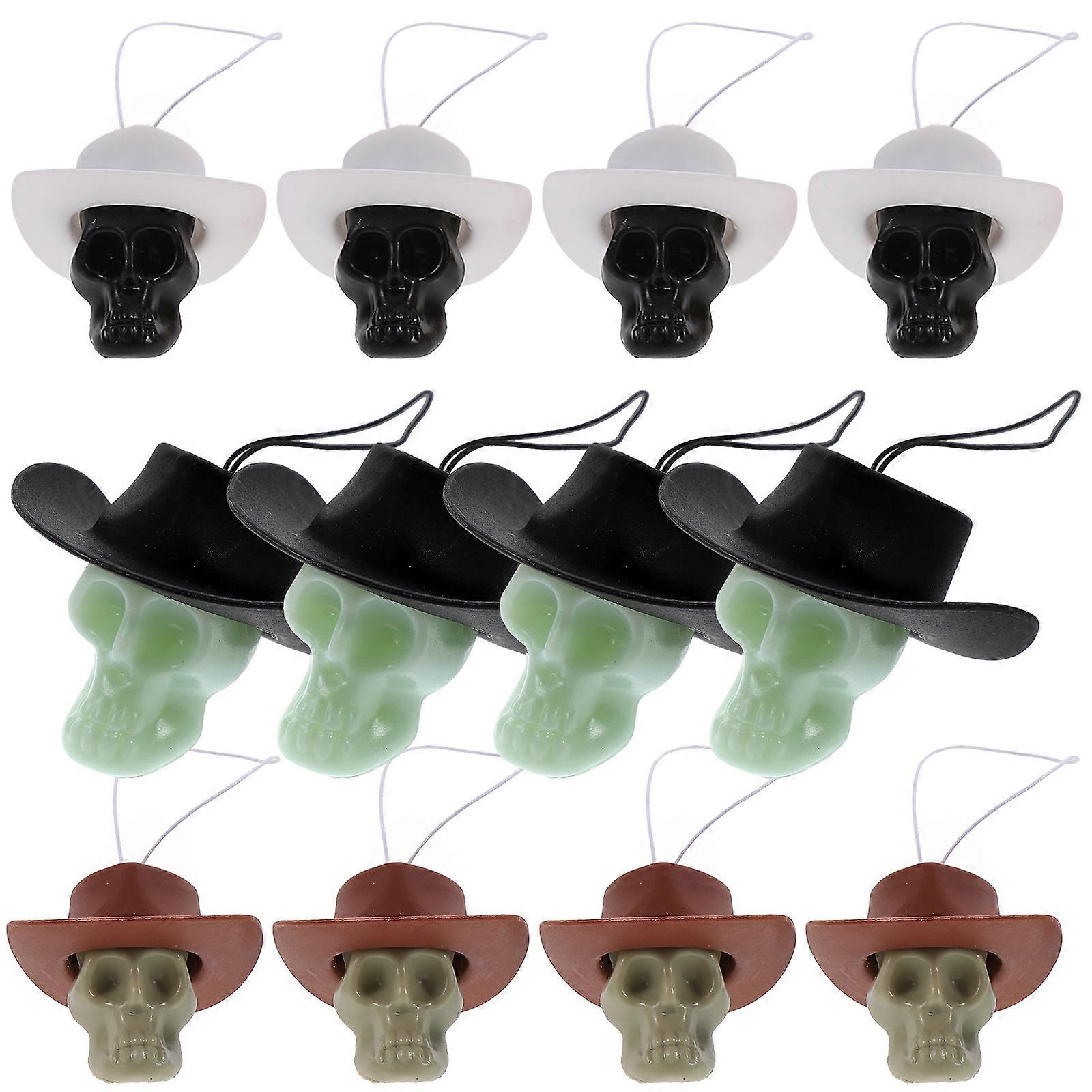 Halloween Skull Charm with Hat for Party Layout and Outdoor Use Material Assorted Color 12pcs