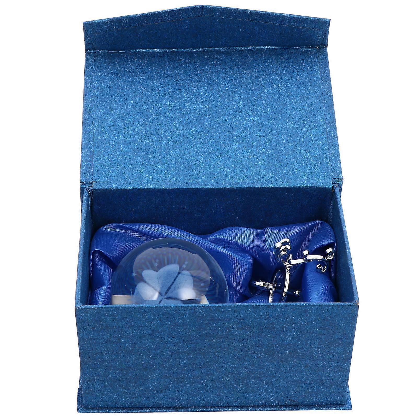 Four-Leaf Clover Crystal Ball Decoration With Silver-Plated Stand For Home And Office Use In Multi Color For Feng Shui Balancing 1 Set