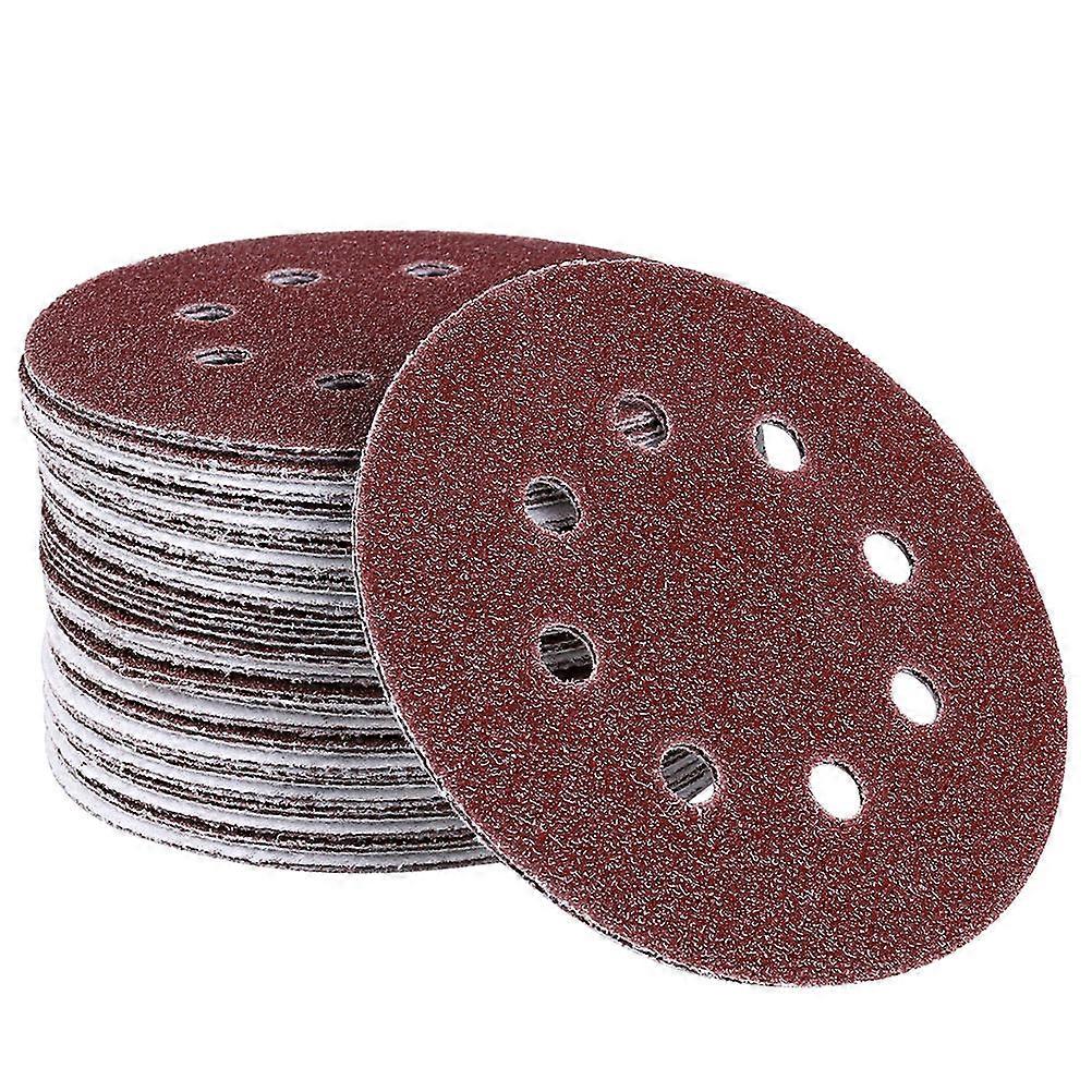 Round Sandpaper 25Pcs 5 Inch Hook And Loop Sanding Discs For Daily Use Dark Brown Surface Conditioning