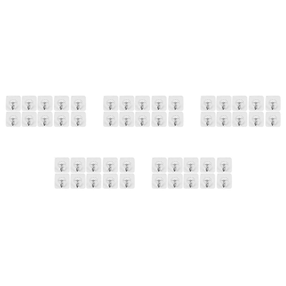50 Packs Reusable Adhesive Hooks,Transparent Heavy Duty Wall Hooks with , Waterproof and Oilproof