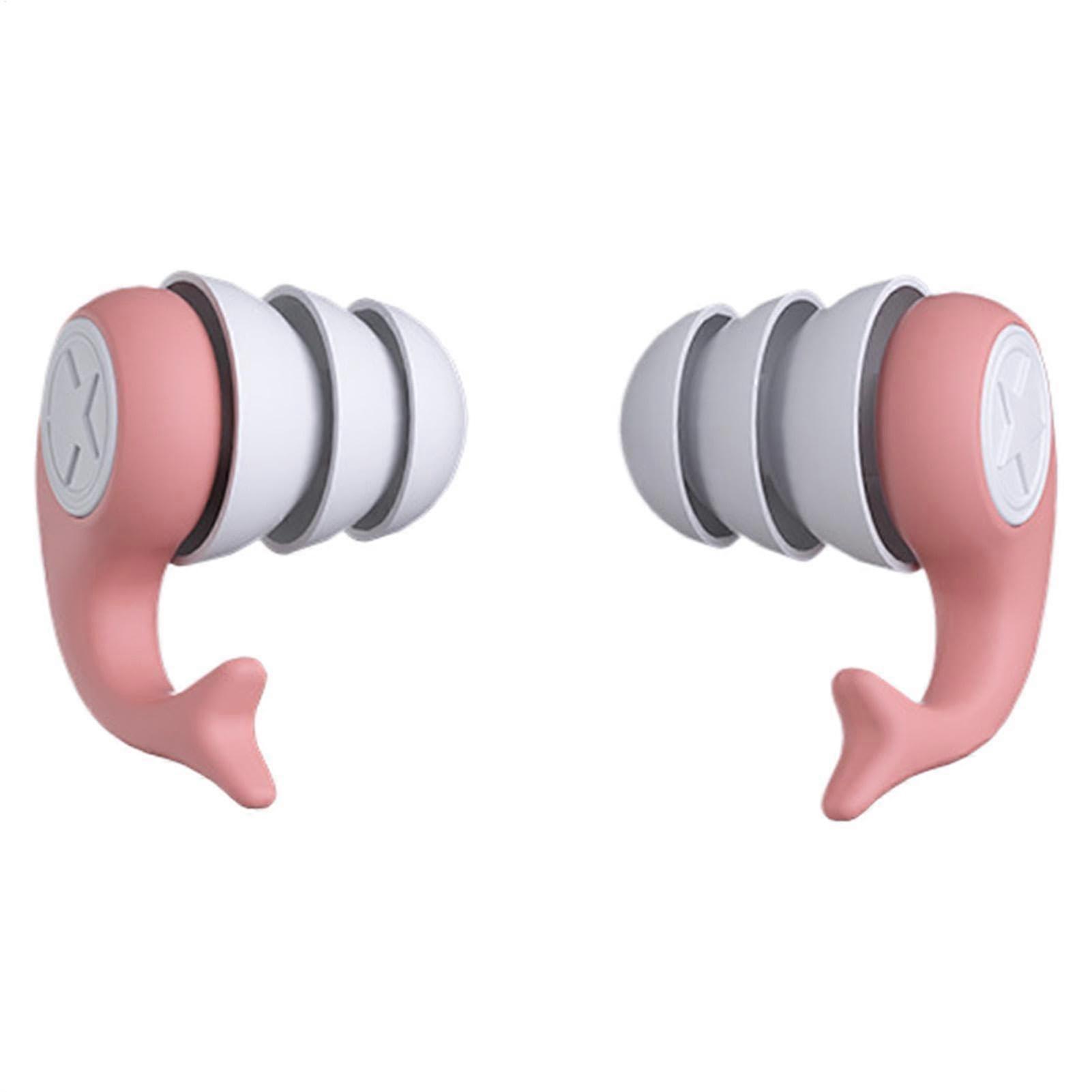 Noise Cancelling Ear Plugs Reusable Silicone Hearing Protection Pink and White 1 pc