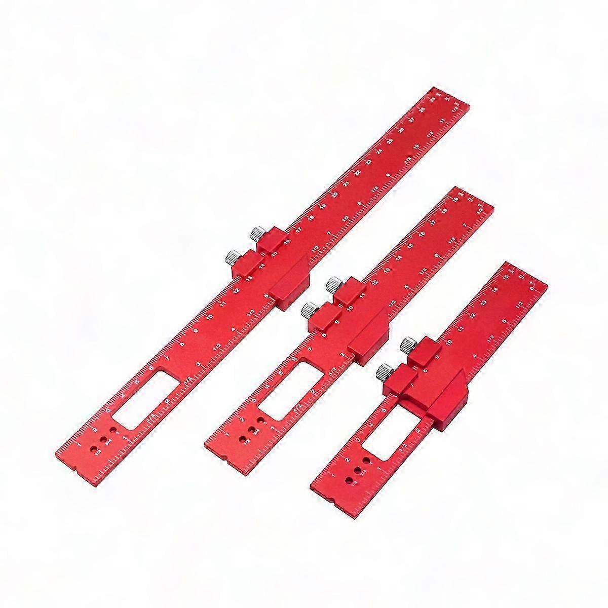 3Pcs Woodworking Ruler Set - Aluminum Alloy Positioning, Marking & Angle Ruler 16/20/30cm Gauge Tool