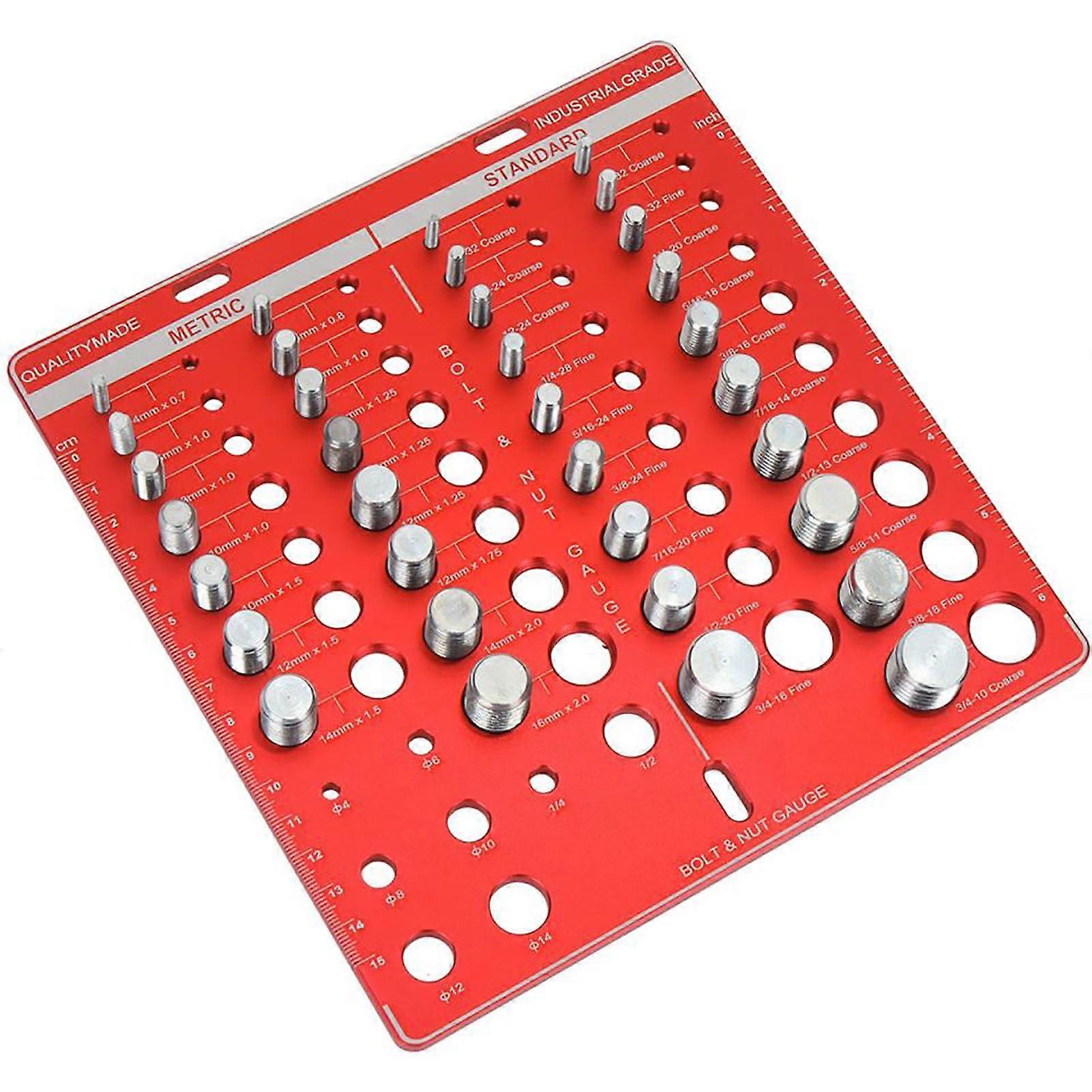 Thread Checker Tool - Metric & Imperial Screw Identification - Aluminum Screw Sizer for Mechanics and DIY Projects