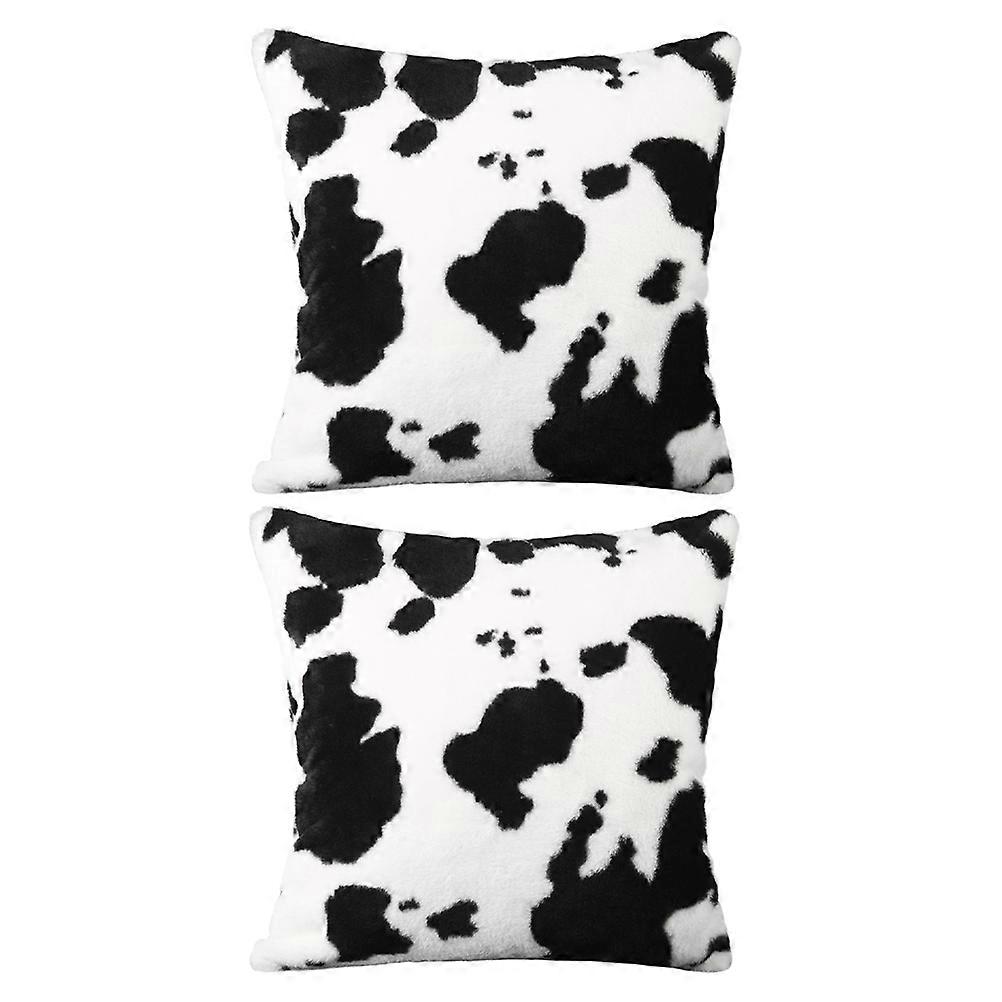 Assorted Color Cow Spots Pillow Covers for Home Use Plush Cushion Covers with Hidden Zipper 2Pcs