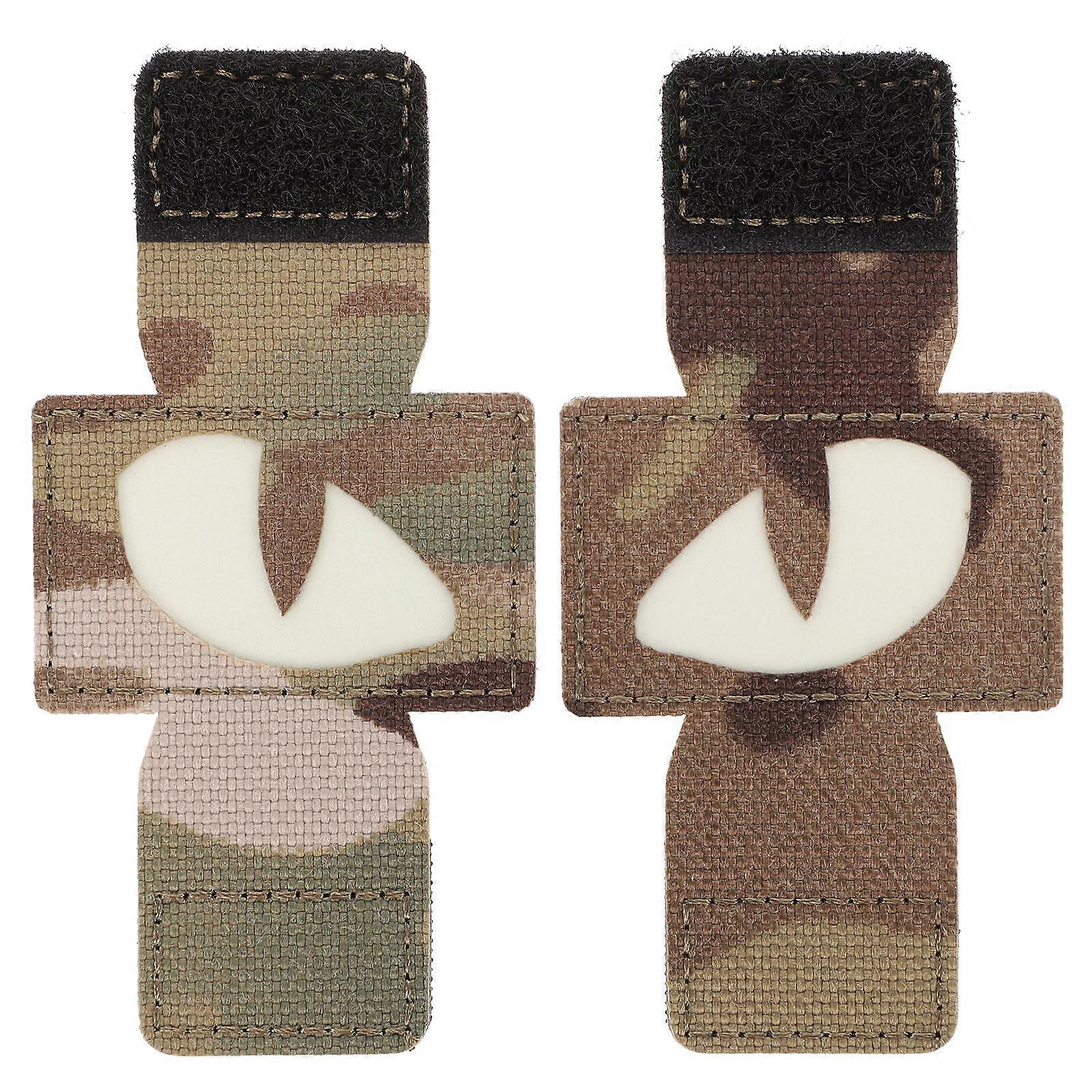 Reflective Cat Eye Patch 2Pcs Backpack Decor Suitable For Outdoor Activities 8.5X4Cm Camouflage Emergency Identification