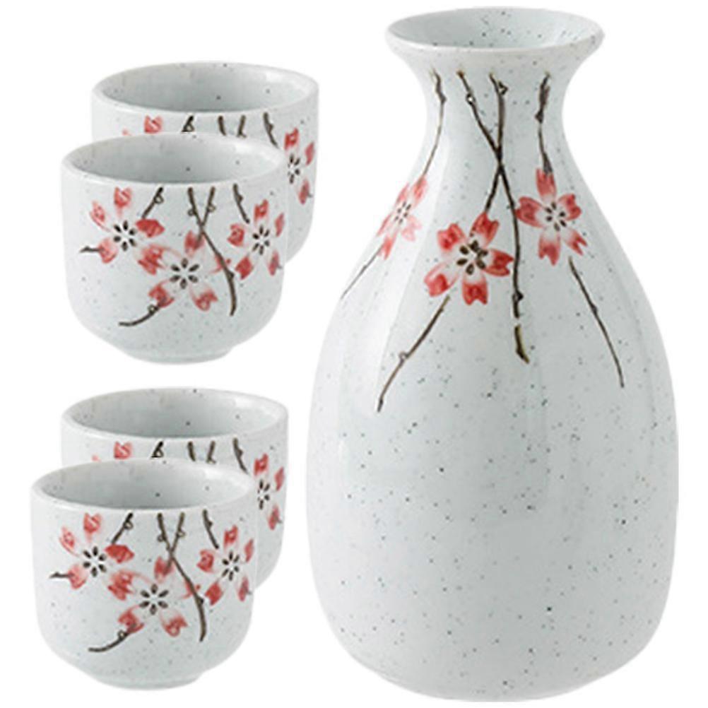 Elegant Traditional Sake Pot With Cups Set Ideal For Various Occasions Such As Drinking Water Wine And Tea In Ceramic Material 1 Set