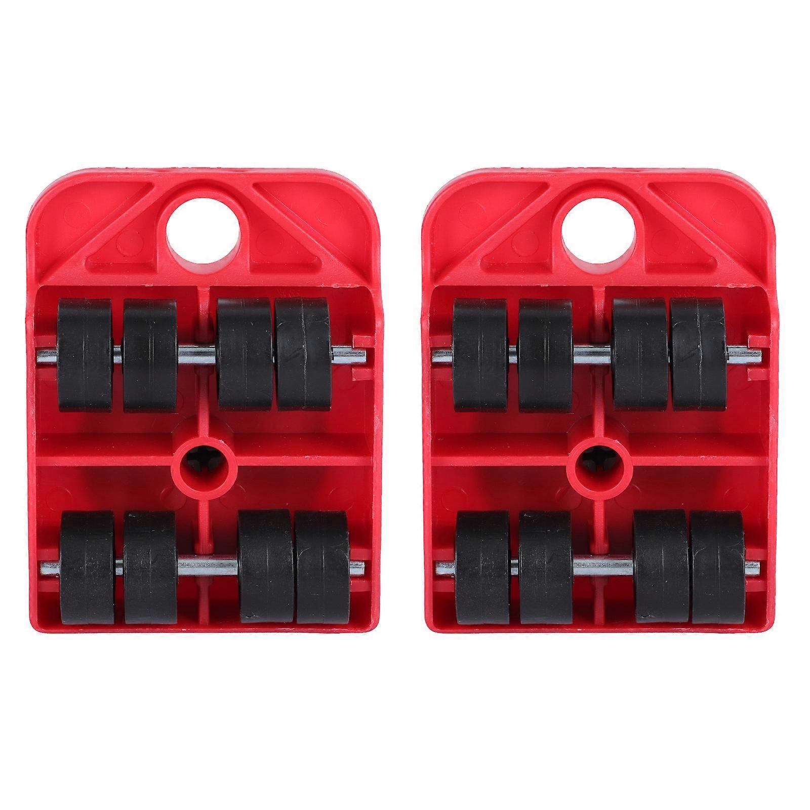 Red Plastic Furniture Mover Dolly with 8 Casters for Home Use Moving Appliances and Heavy Objects 2pcs