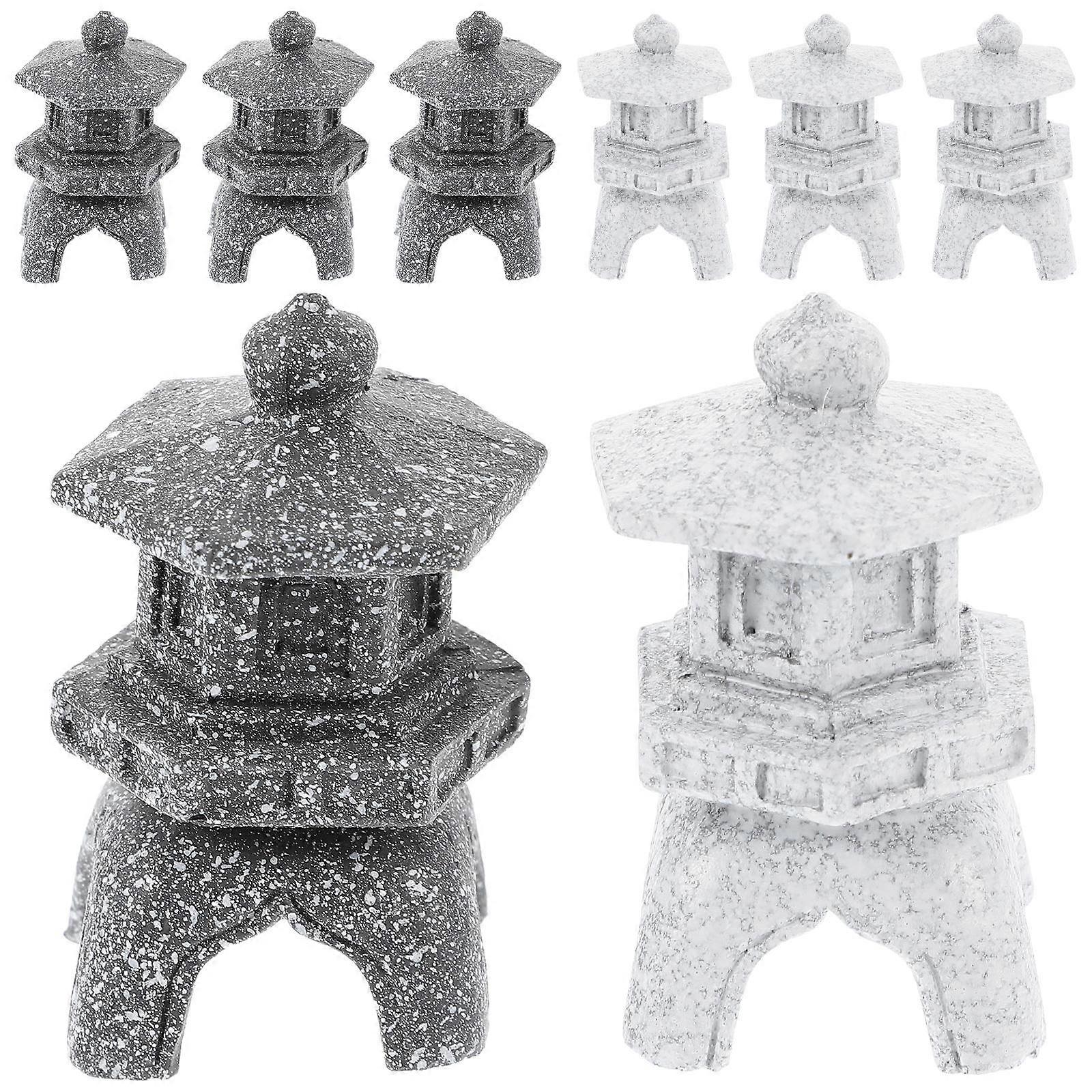 8Pcs Lantern Resin Garden Decoration Beautiful Japanese Style For Garden Enthusiasts 4x4x5.5cm