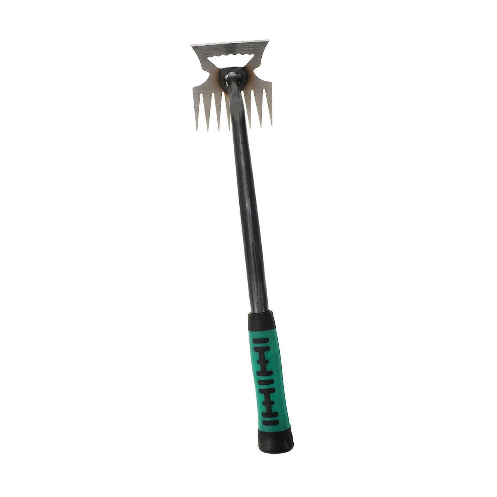 Multifunctional garden rake with ergonomic handle and durable steel tip for gardening