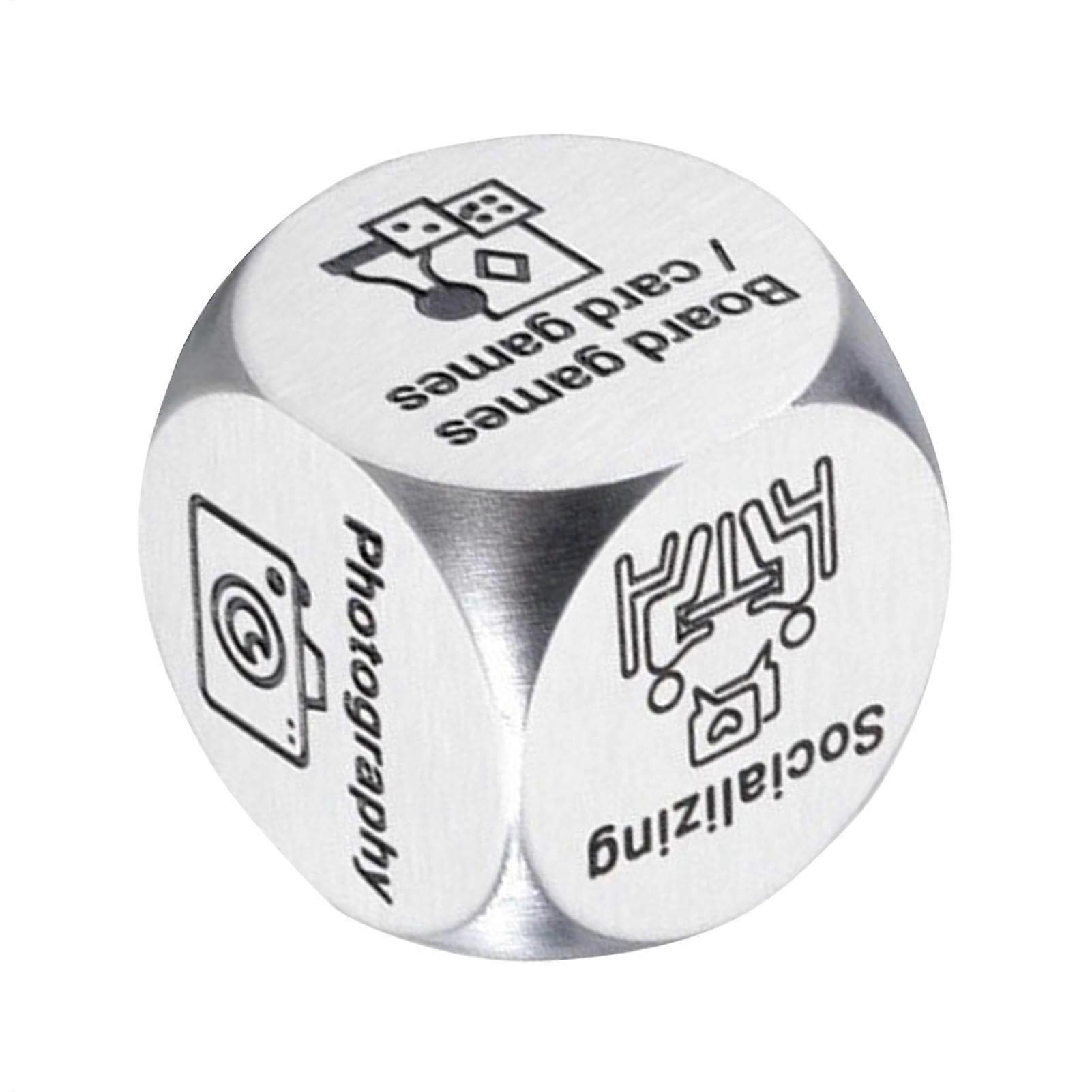 Decision Dice | Stainless Steel Date Night Dice Game for Couples | Romantic Evening Idea Generator | 0.63" Size JC-26-5