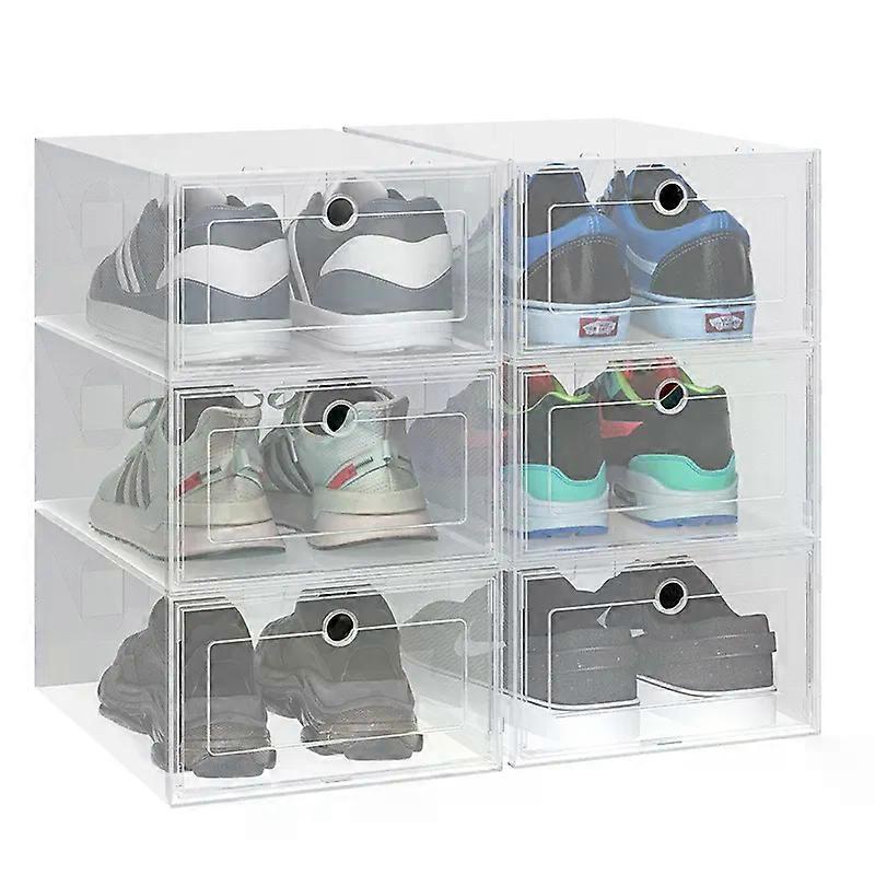 6pcs/set Transparent Plastic Shoes Case Thickened Drawer Case Plastic Shoe Boxes Stackable Box Shoe Organizer Shoebox