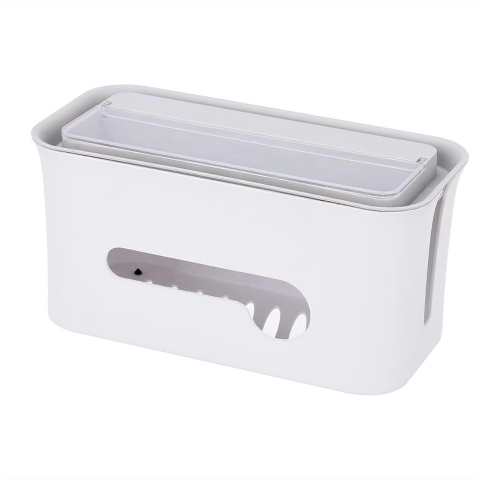 Cable Organizer Box White, Multifunctional Cable Storage Box for Desktop Power Cables, Cable Management Solution