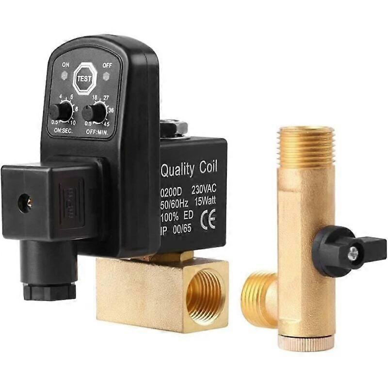 G1/2 DN15 automatic drain valve, automatic electronic timed drain valve for air compressor condensate management (AC230V) - split type