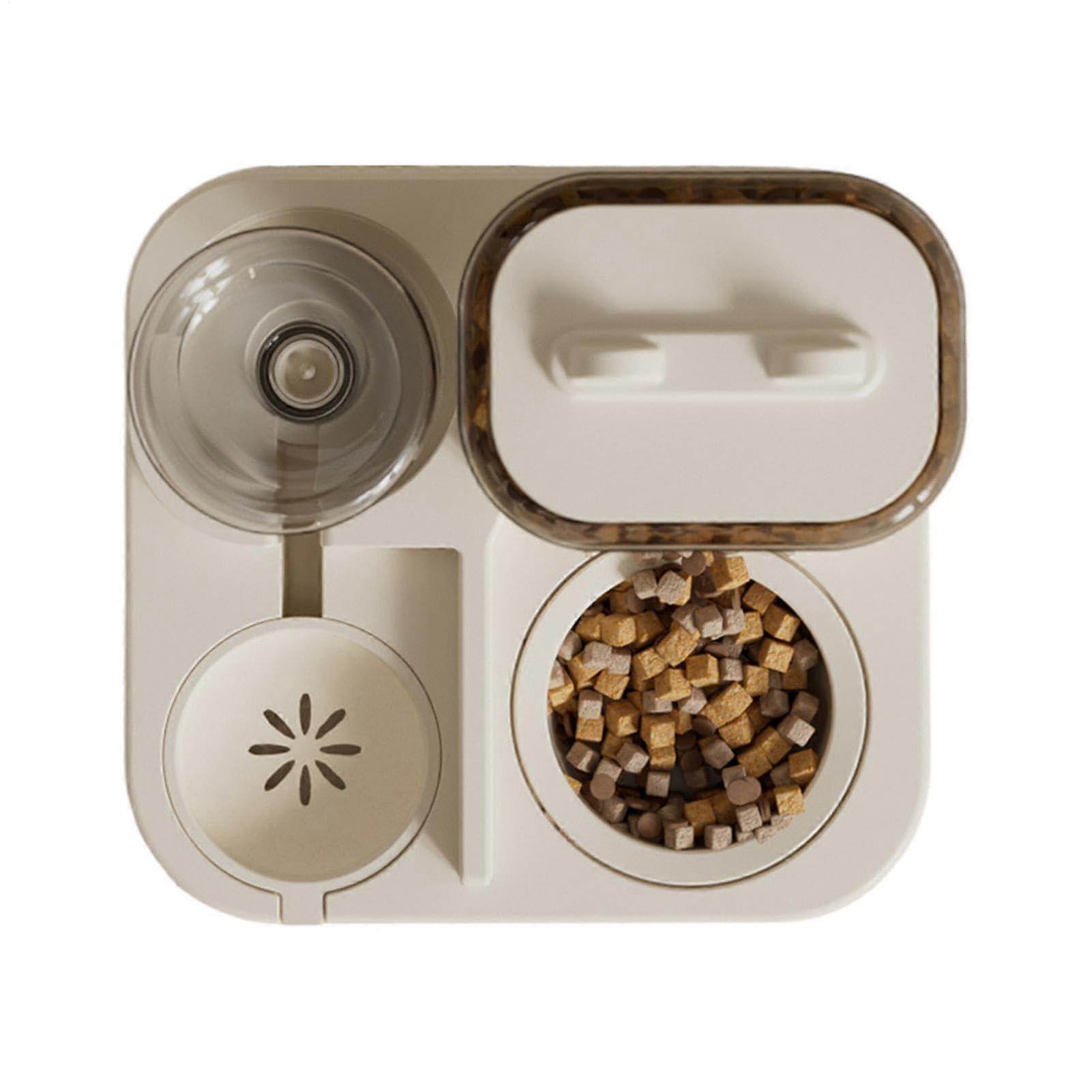 Cat Food and Water Dispenser 2-In-1 Automatic Cat Feeder and Waterer for Cats and Large Pets