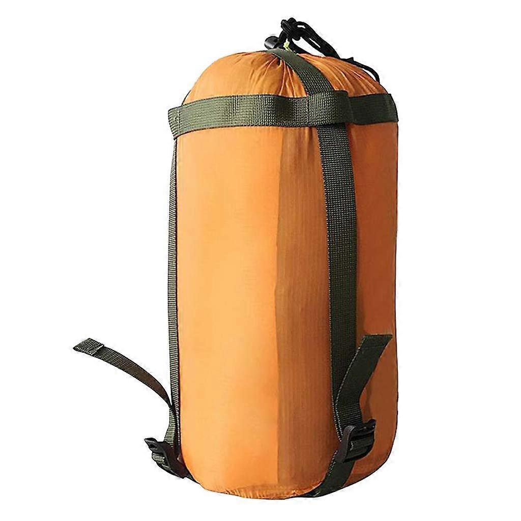 Nylon Compression Stuff Bag for Lightweight Sleeping Bags, 20L Size, Orange Color, Ideal for Backpacking and Camping