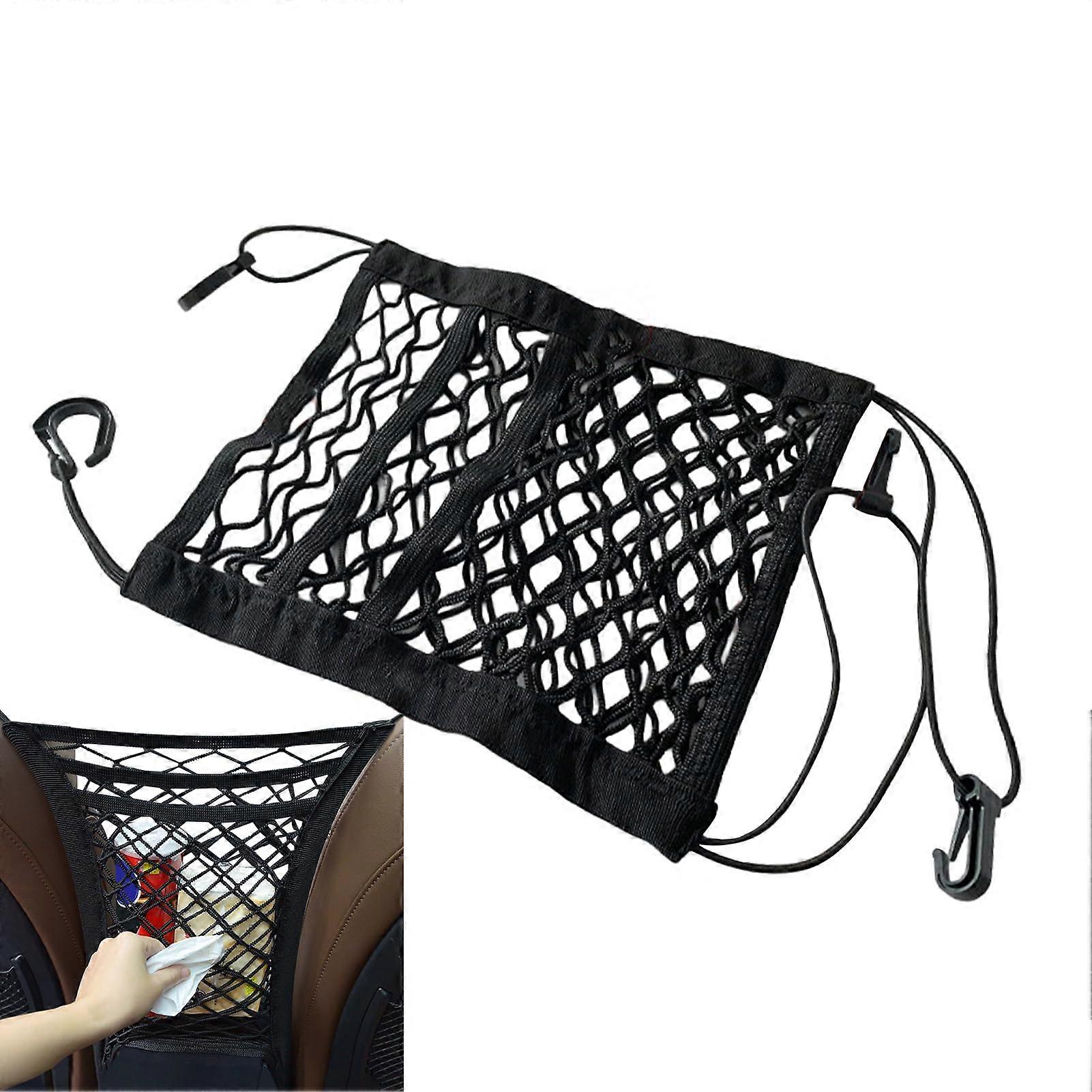 Auto Mesh Organizer for Cars - Large Capacity Vehicle Storage Net Bag for Newspapers, Magazines, and Cleaning Spray