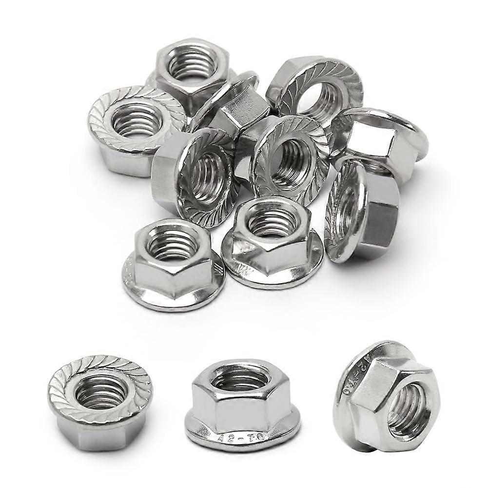 Pack of 16 Locking Nuts M10 Replacement Hex Flange Nuts for Home Mechanics M101.5mm