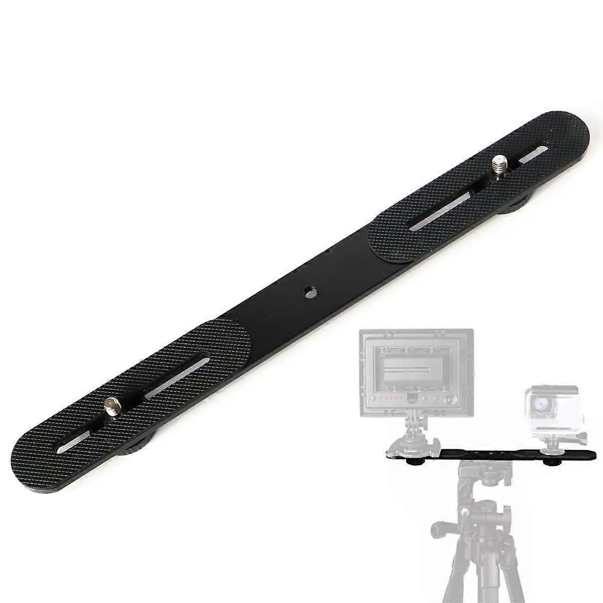 Dual Camera Flash Bracket 1/4' Thread Double Tripod Extension Slider Mount Bar Arm 27cm For DSLR Flash LED Light