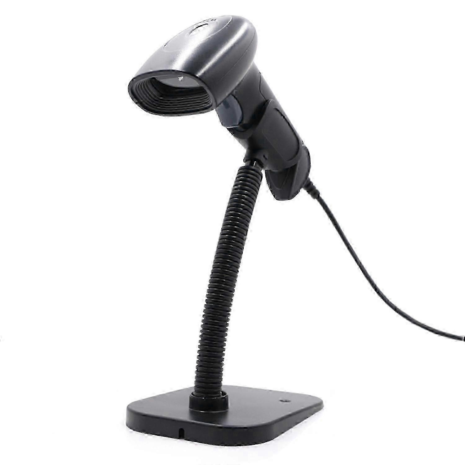 Handheld USB Barcode Scanner for 1D 2D QR Codes with Stand - Wired Reader in Black