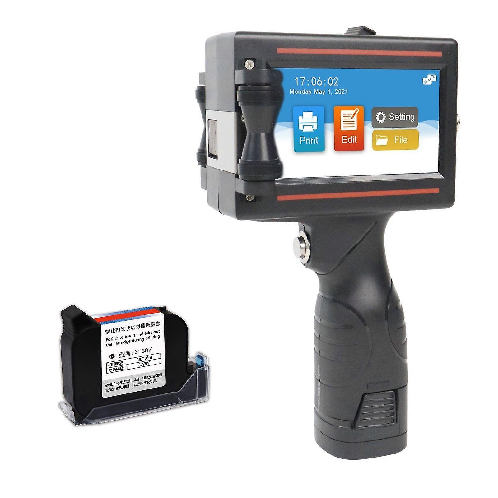 Handheld Printer Portable Inkjet Printer High Definition Inkjet Code Printer with 4.3 Inch LED Touchscreen Quick Drying Ink Cartridge for Label Produc