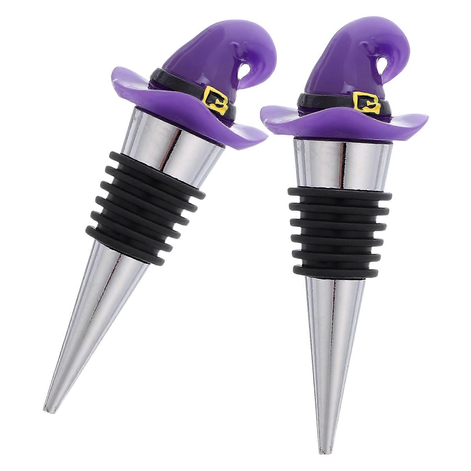 2pcs Reusable Halloween Stoppers Witch Hat Caps Leakproof Airtight Seal Beverage Preserver for Bottles Party & Dinner Accessories