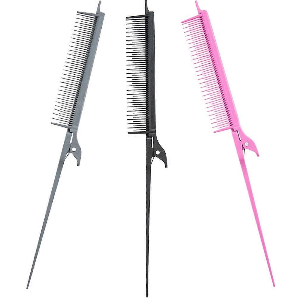 Hair Dye Comb Rat Tail Comb Salon Use Professional Users Assorted Color Carbon Fiber for Styling 3Pcs