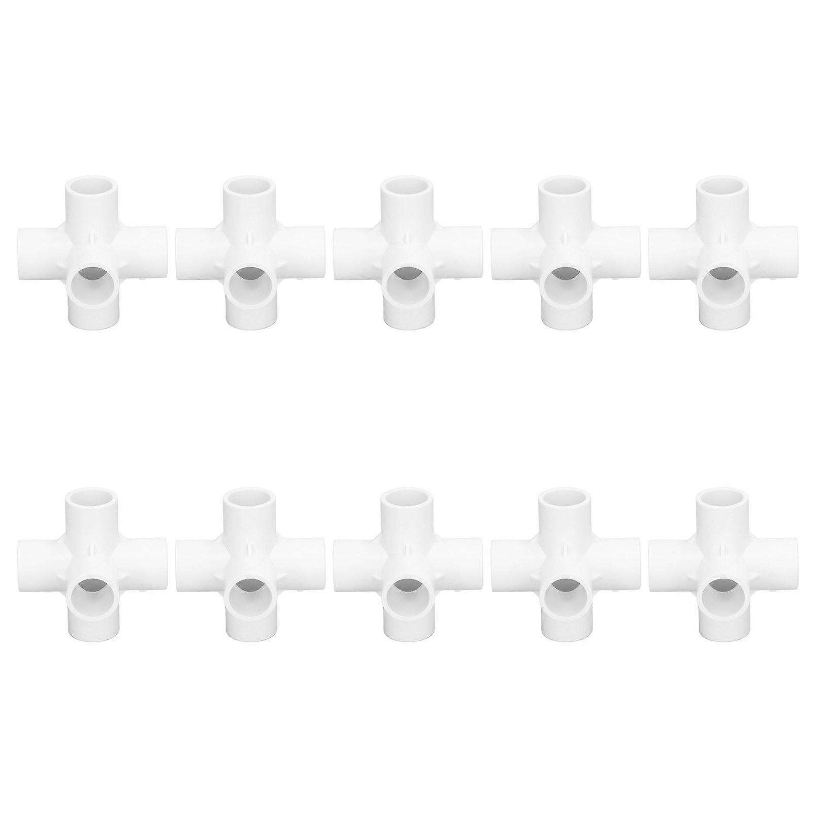 10PCS PVC Plastic Pipe Connector 6 Way Pipe Corner Elbow Fittings 25mm Inner Diameter White