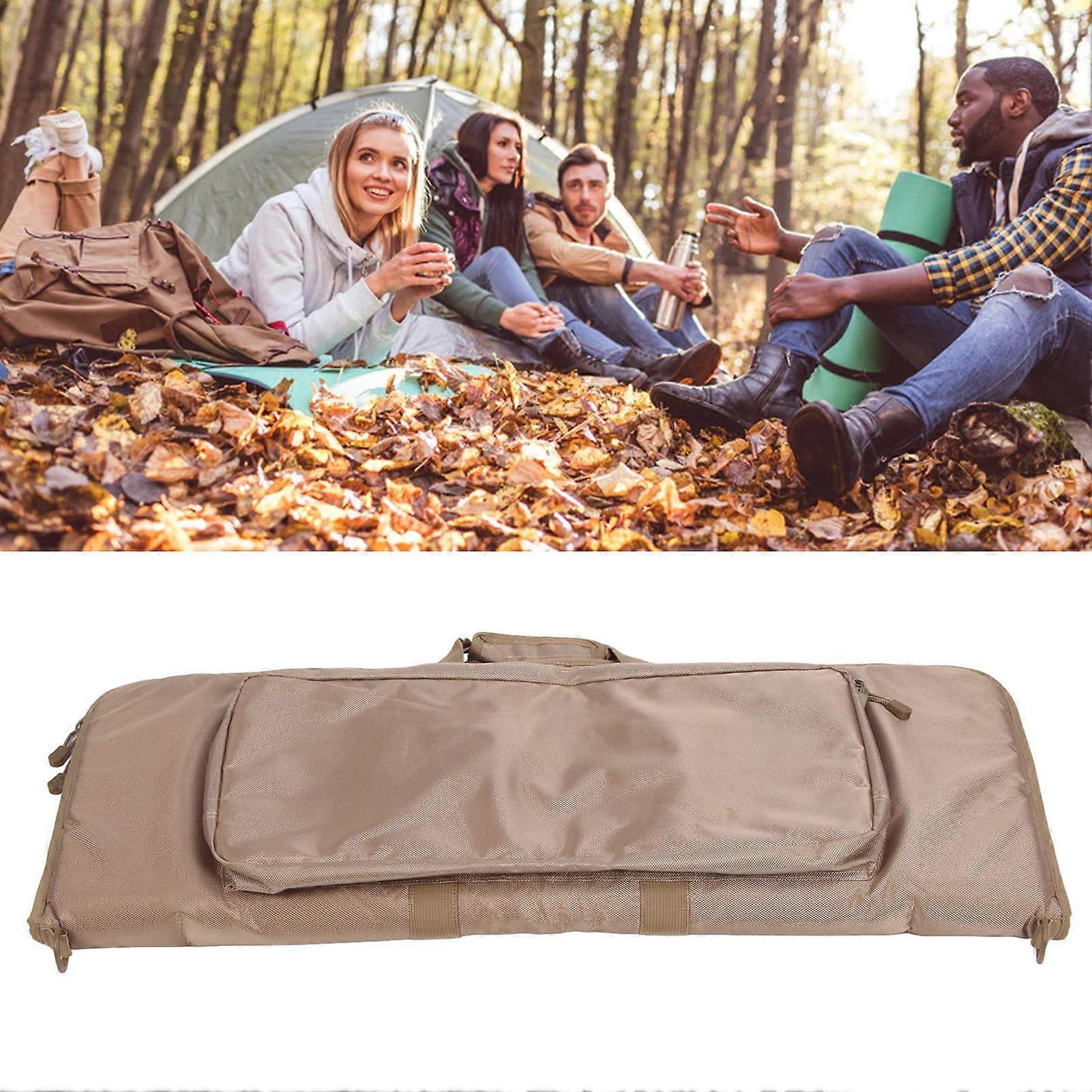 Double Shooting Bag Large Capacity Soft Polyester Beige Case