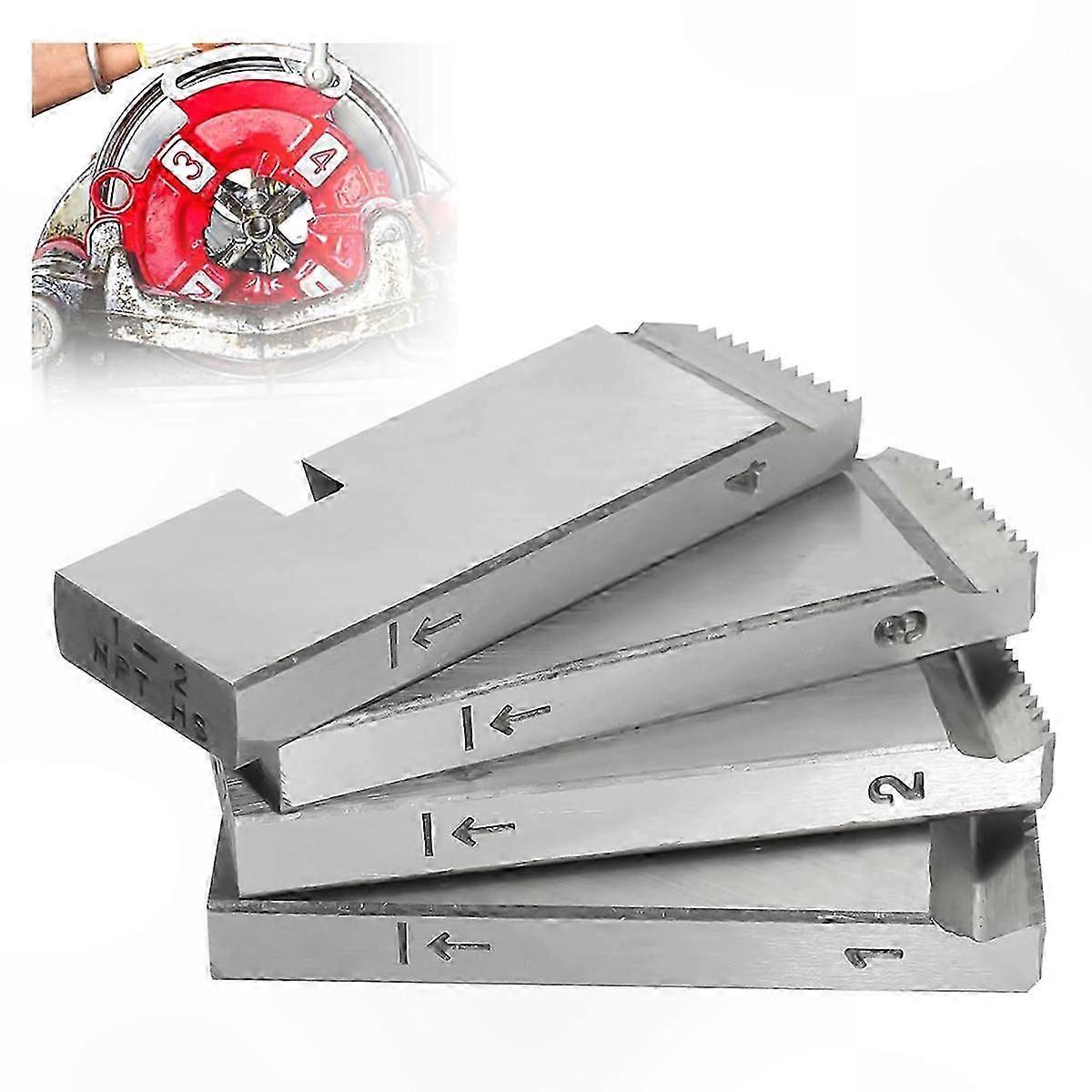 4-Pack High-Speed Threading Dies for 1-2 Inch Pipes, Universal Pipe Threader Set, Compatible with Multiple Tools