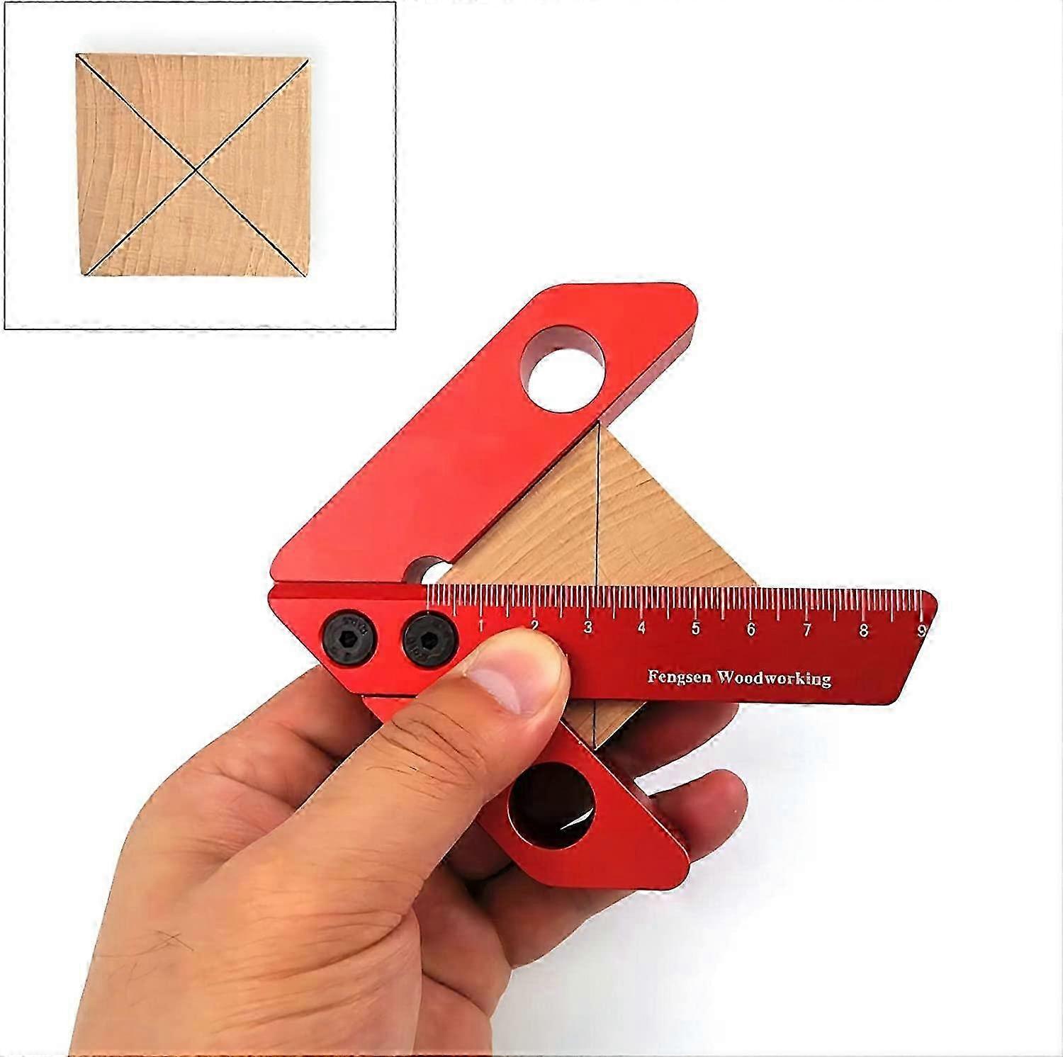 Centering Square Gauge, Carpentry Measuring Tool, Line Gauge Center, 45/90 Degree Right Angle Line Gauge Carpenter Ruler