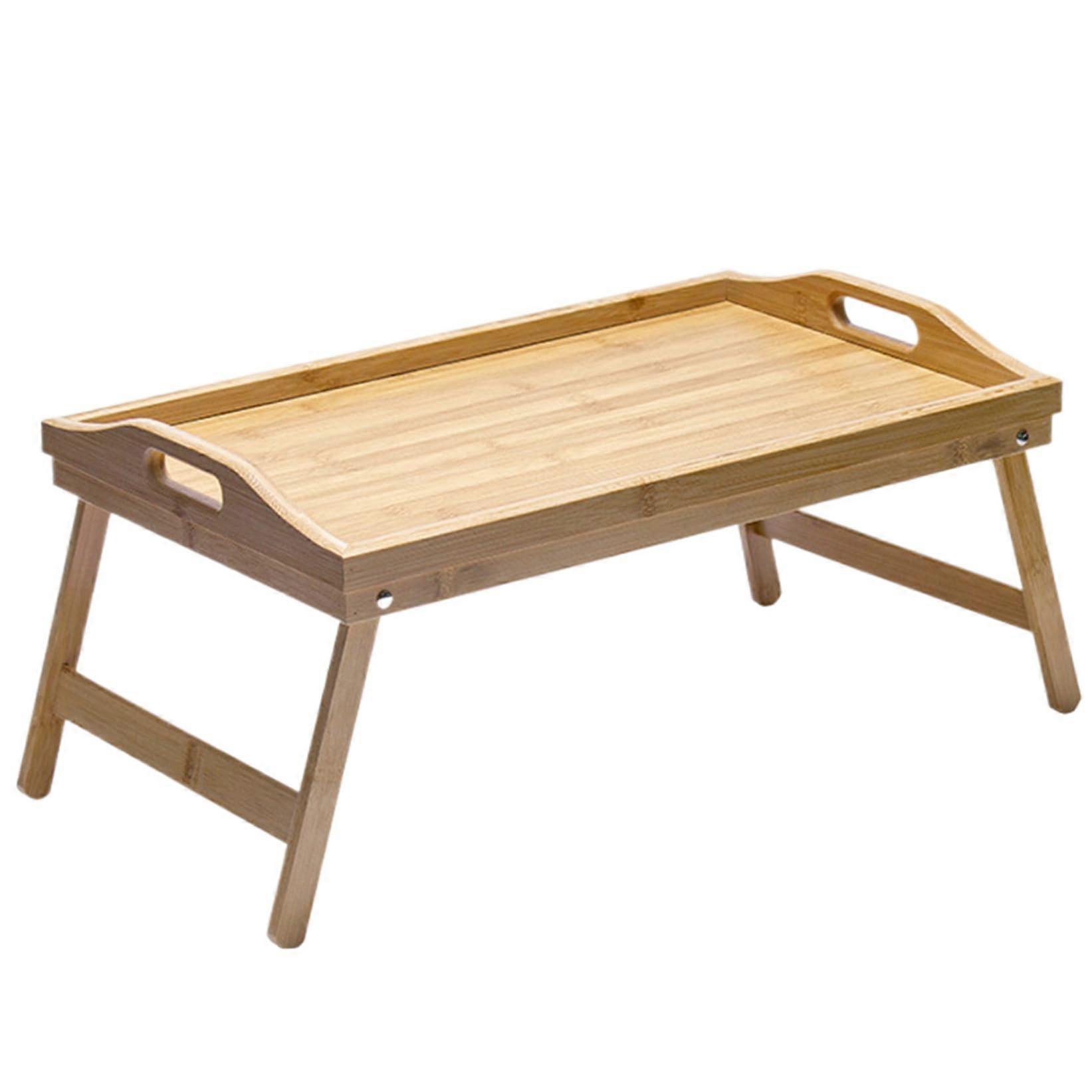 Bed Tray Table Foldable With Legs, Wooden Breakfast Tray For Bed With Handles, 11.8 x 19.7 x 9.3 In, For Sofa