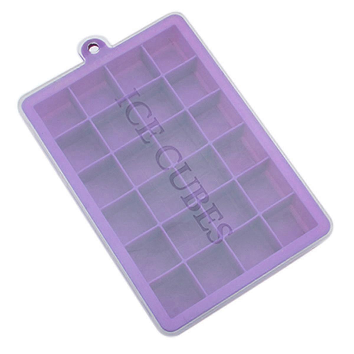 24-Grid Silicone Ice Mold Large Square Ice Tray Mold Silicone Tray Maker with Lid A