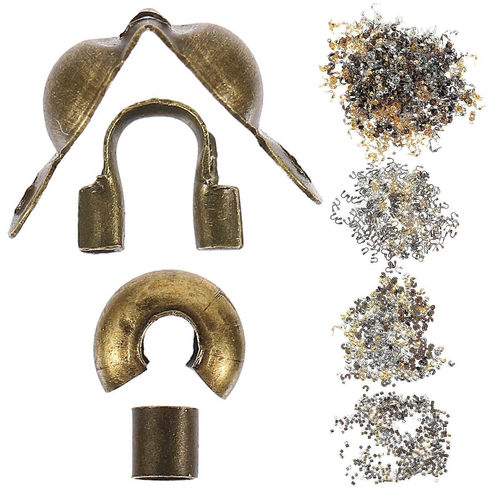Crimp Beads for Jewelry Making with Crimp Tubes and Covers Assorted Color Metal for DIY 2100pcs