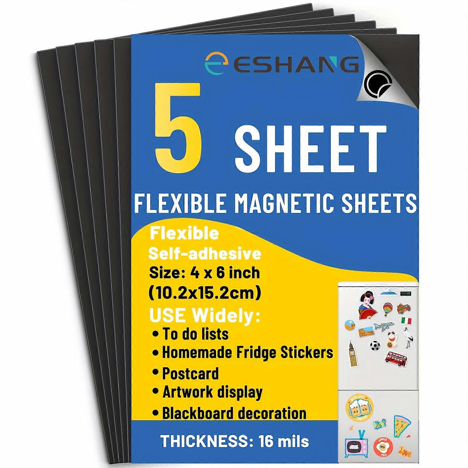 5PCS 4R (4x6 Inch) 16Mils Magnetic Sheets with Adhesive Backing - Flexible Adhesive Magnet Sheets Sticky Magnetic Paper - Self Adhesive Magnets Sheets