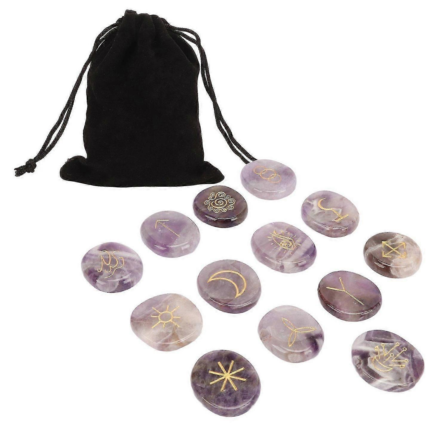 2025 Latest Model 13 Pcs Rune Stone Set Empower Mind Promote Clear Thinking Cr...