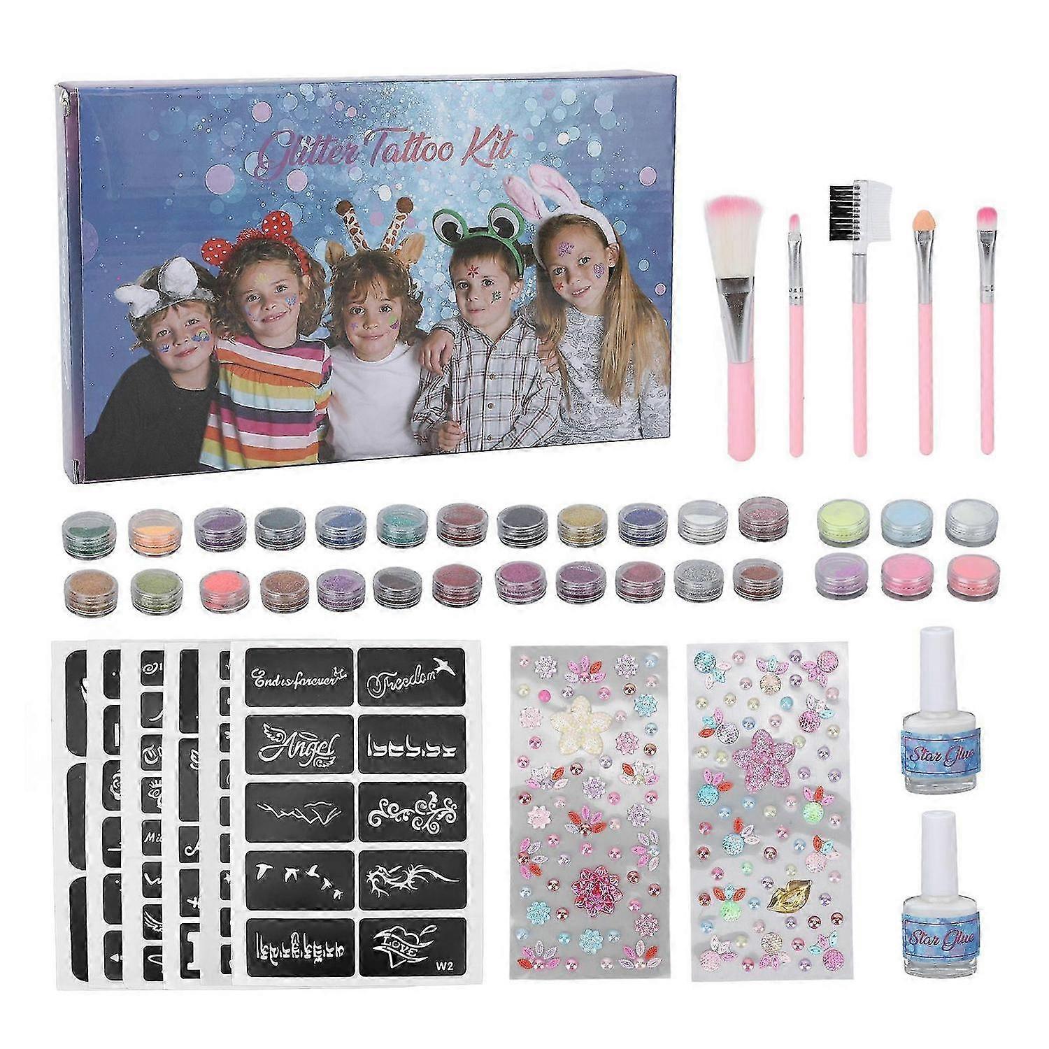 2025 Latest Model 24 Colors Temporary Tattoo Glitter Powder Set 6 Colors Lumin...