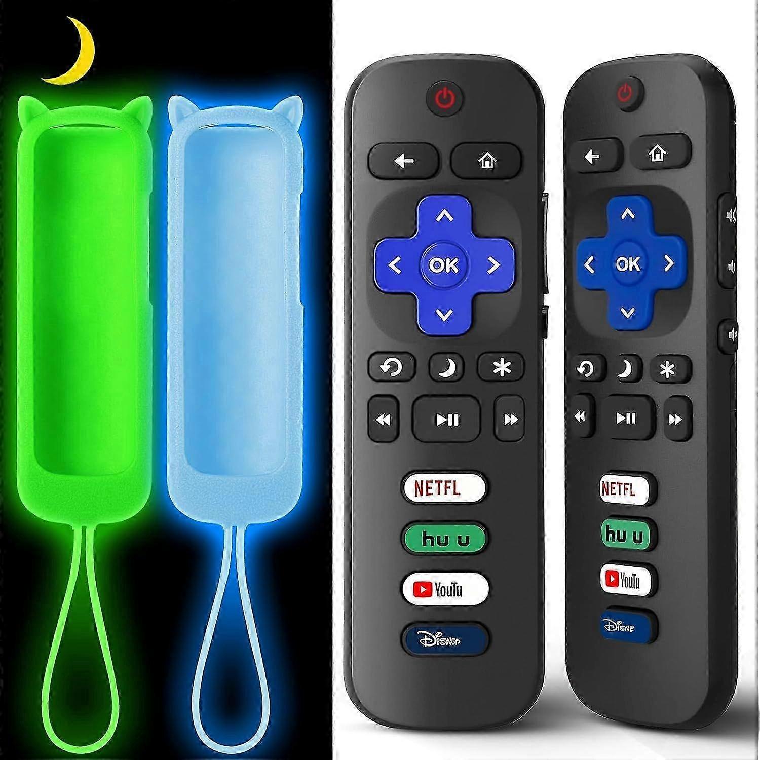 (2+2 Packs) Replacement Remote Control for Roku TV with Silicone Cover, Universal Remote f