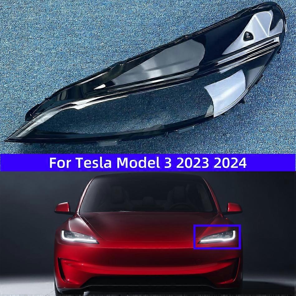 For Tesla Model 3 2023 2024 Car Accessories Front Lamp Lens Replace The Original Lampshade-Left