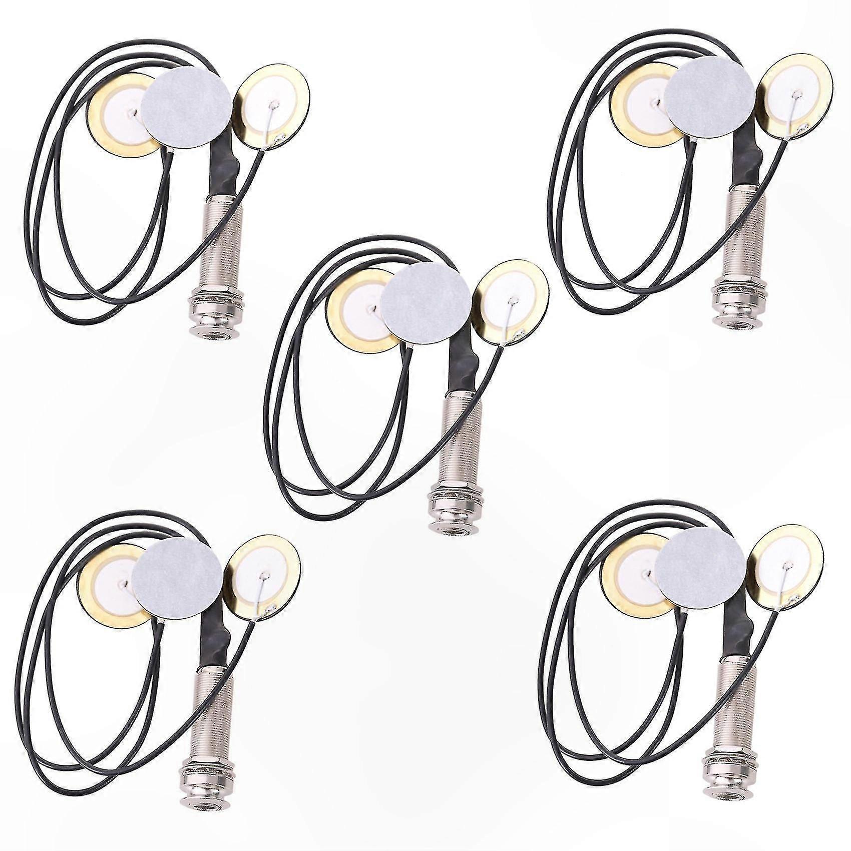 5-Pack Piezo Contact Microphones with 3 Transducers and End Pin Jack for Kalimba