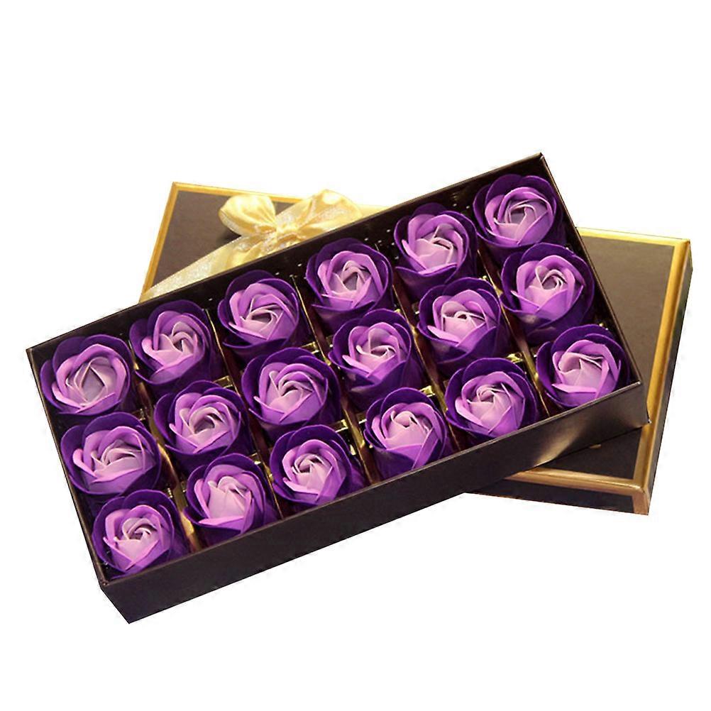 Gift for Valentine's Day Bath Soap Rose Flowers for Gift 18Pcs Purple