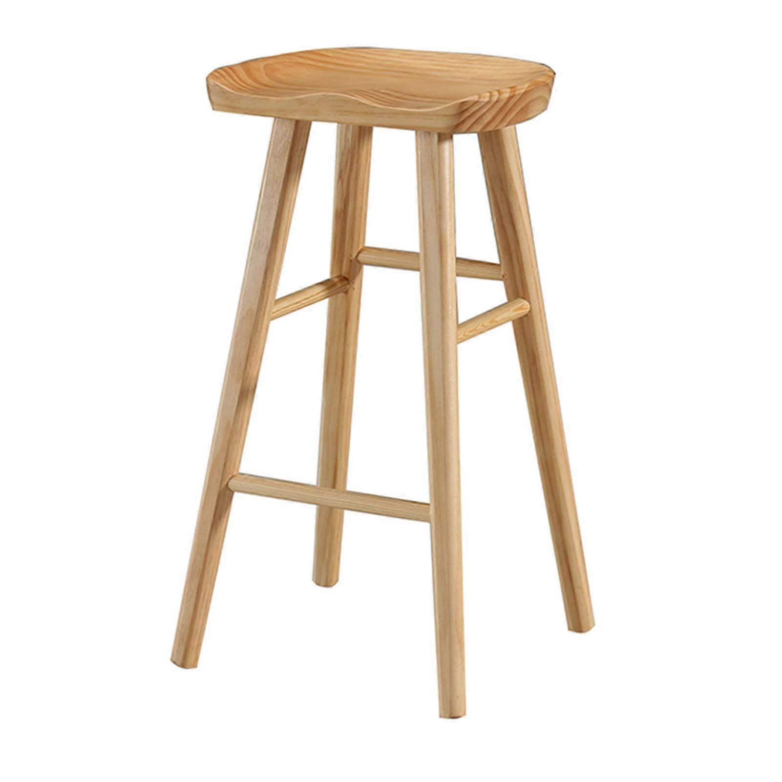 Solid Wood Bar Stools 75cm Height With Footrest Breakfast Counter Chairs Light Wood Finish