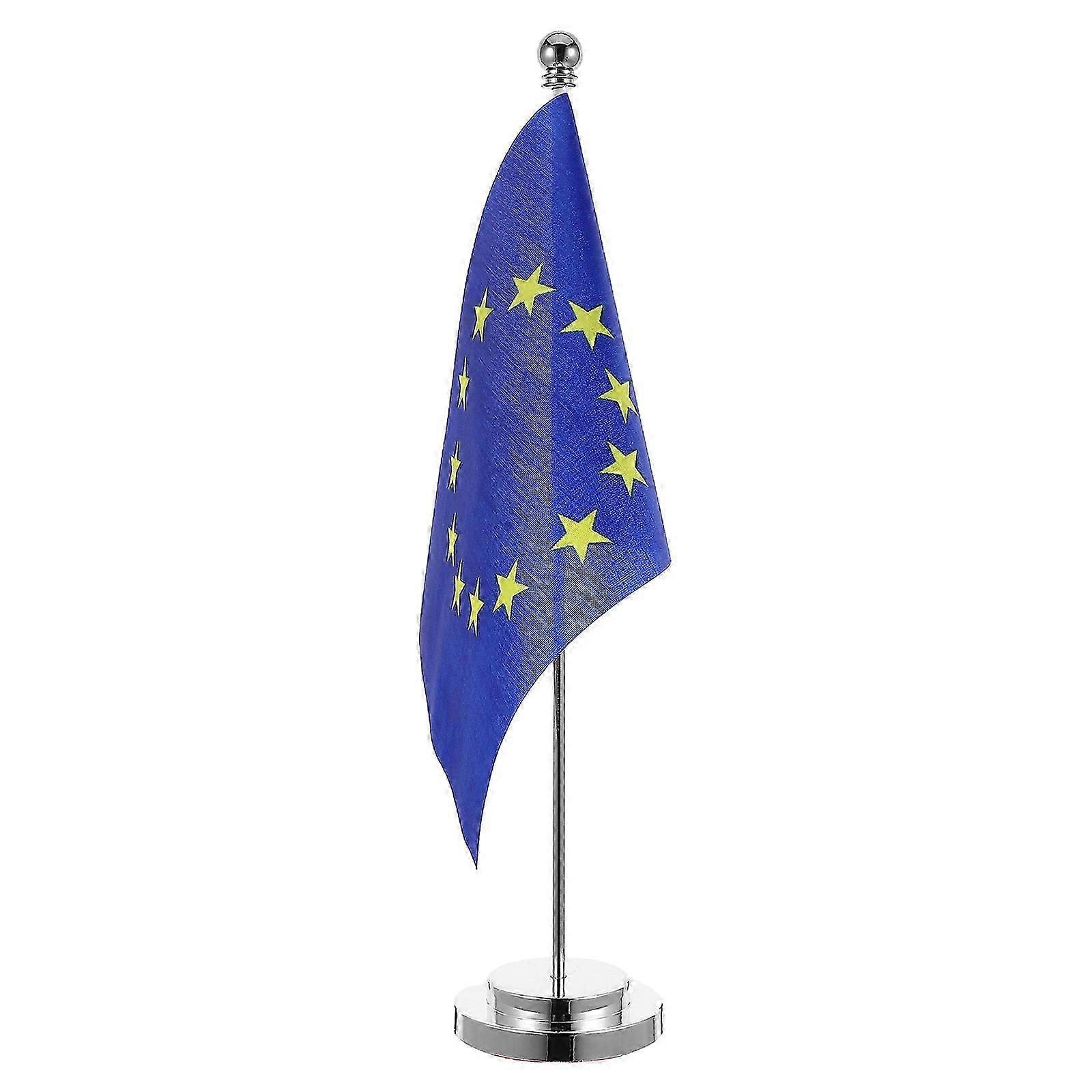 EU Table Flag with Stand  Elegant Desktop Office Decoration for International Classrooms and Workspaces