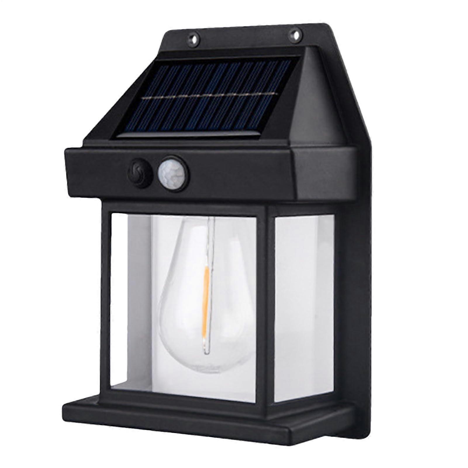 Solar Motion Sensor Lights LED Wall Lanterns Waterproof Tungsten Style Black, Solar Lighting for Wall Mounting, Garden